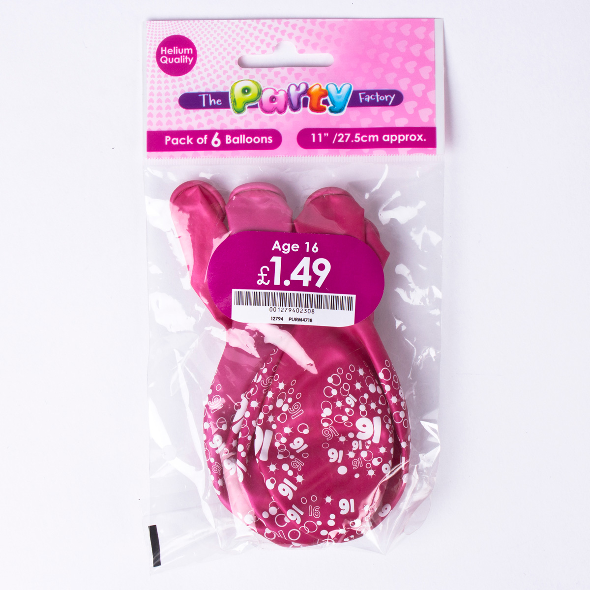 Metallic Pink Circles 16th Birthday Balloons - Pack Of 6