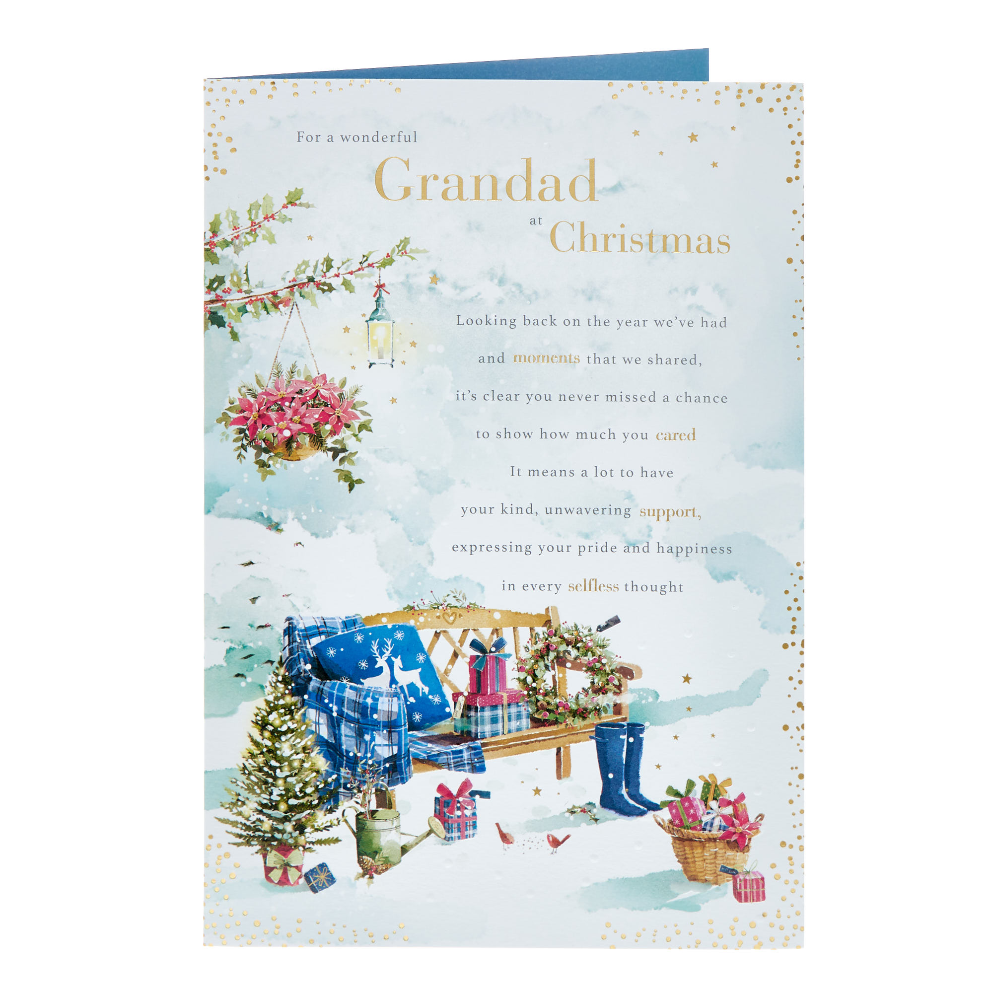 Grandad Snowy Bench Christmas Card