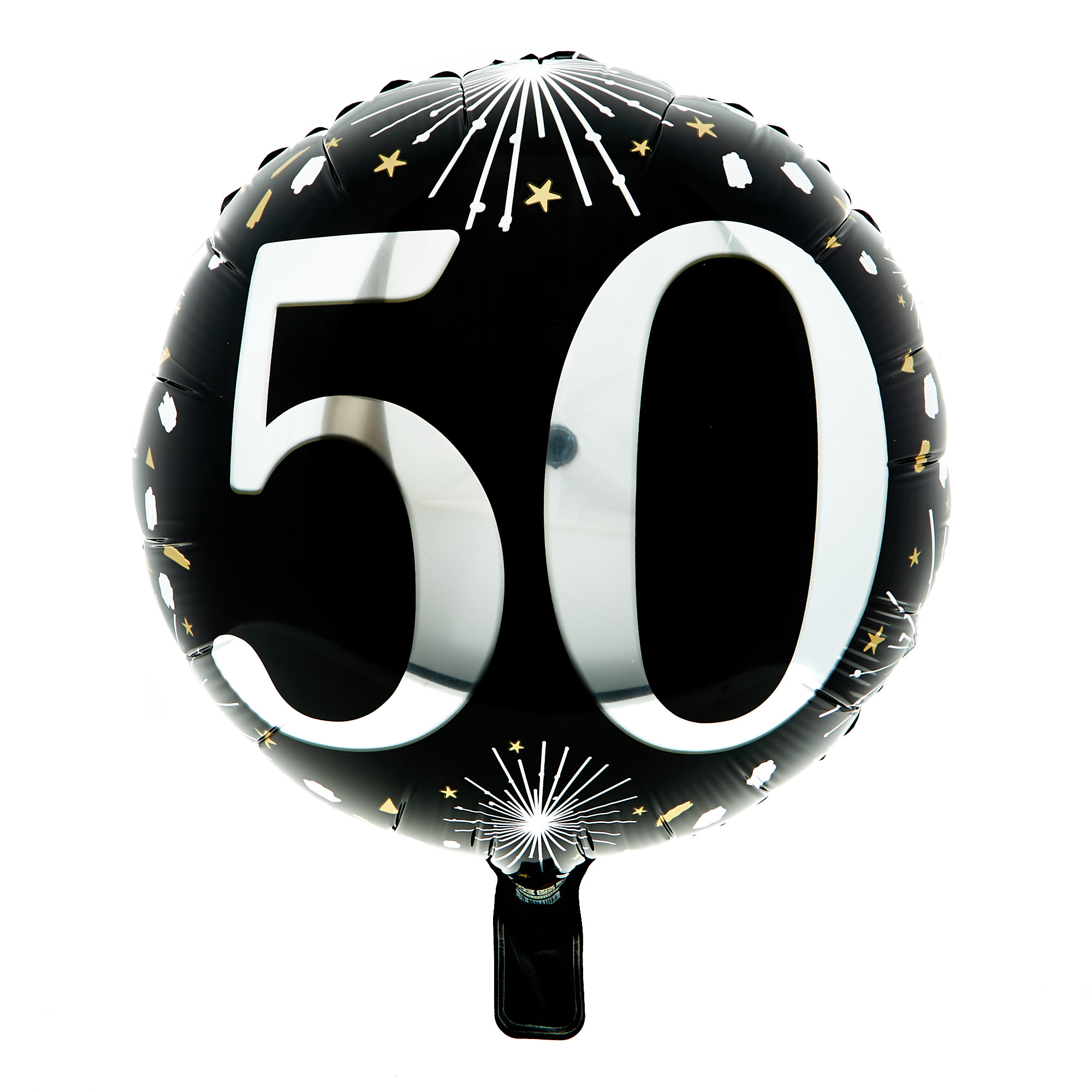 18-Inch Silver & Black 50th Birthday Foil Helium Balloon