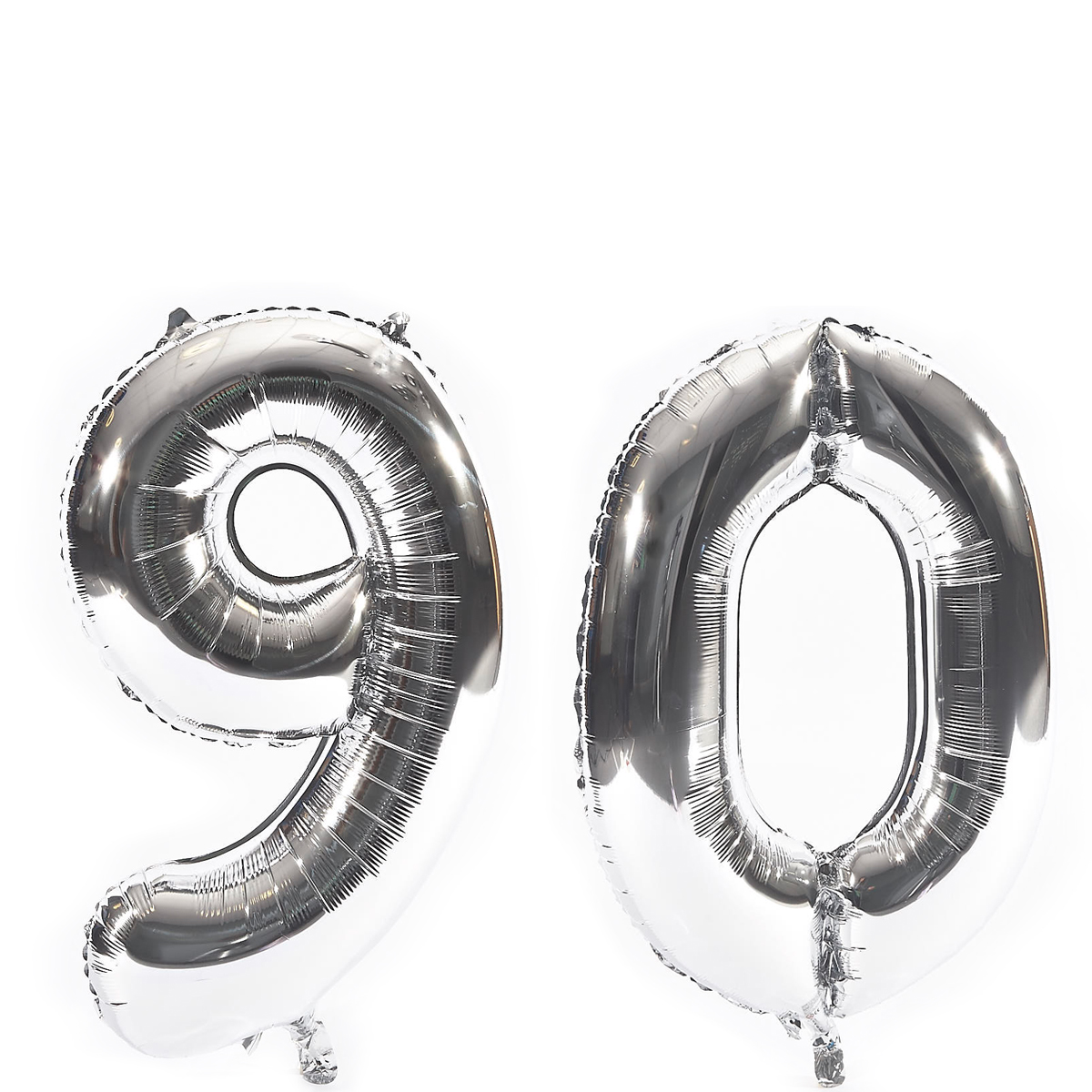 Age 90 Giant Foil Helium Numeral Balloons - Silver (deflated)