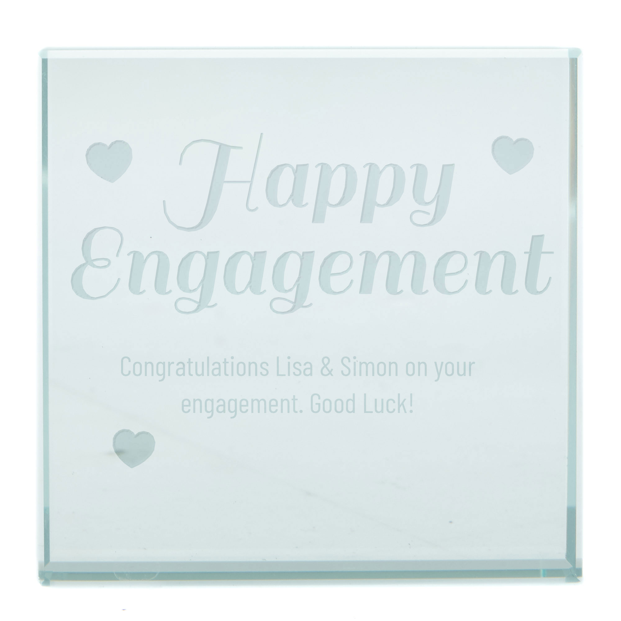 Personalised Engraved Glass Token - Happy Engagement
