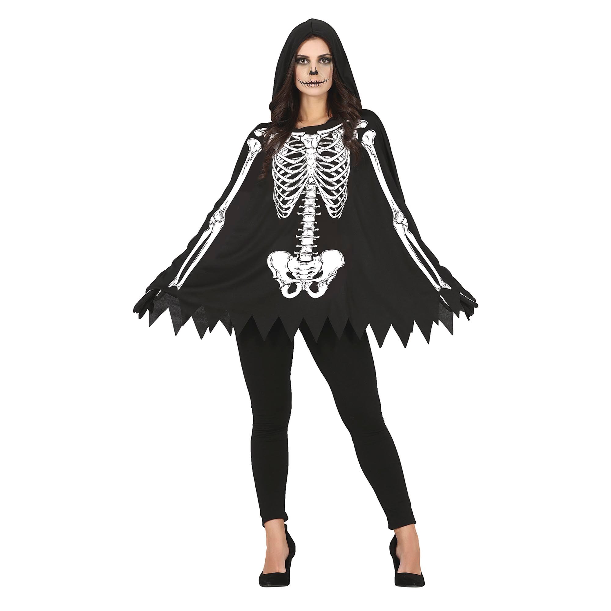 Skeleton Poncho Adult Fancy Dress Costume (Large)