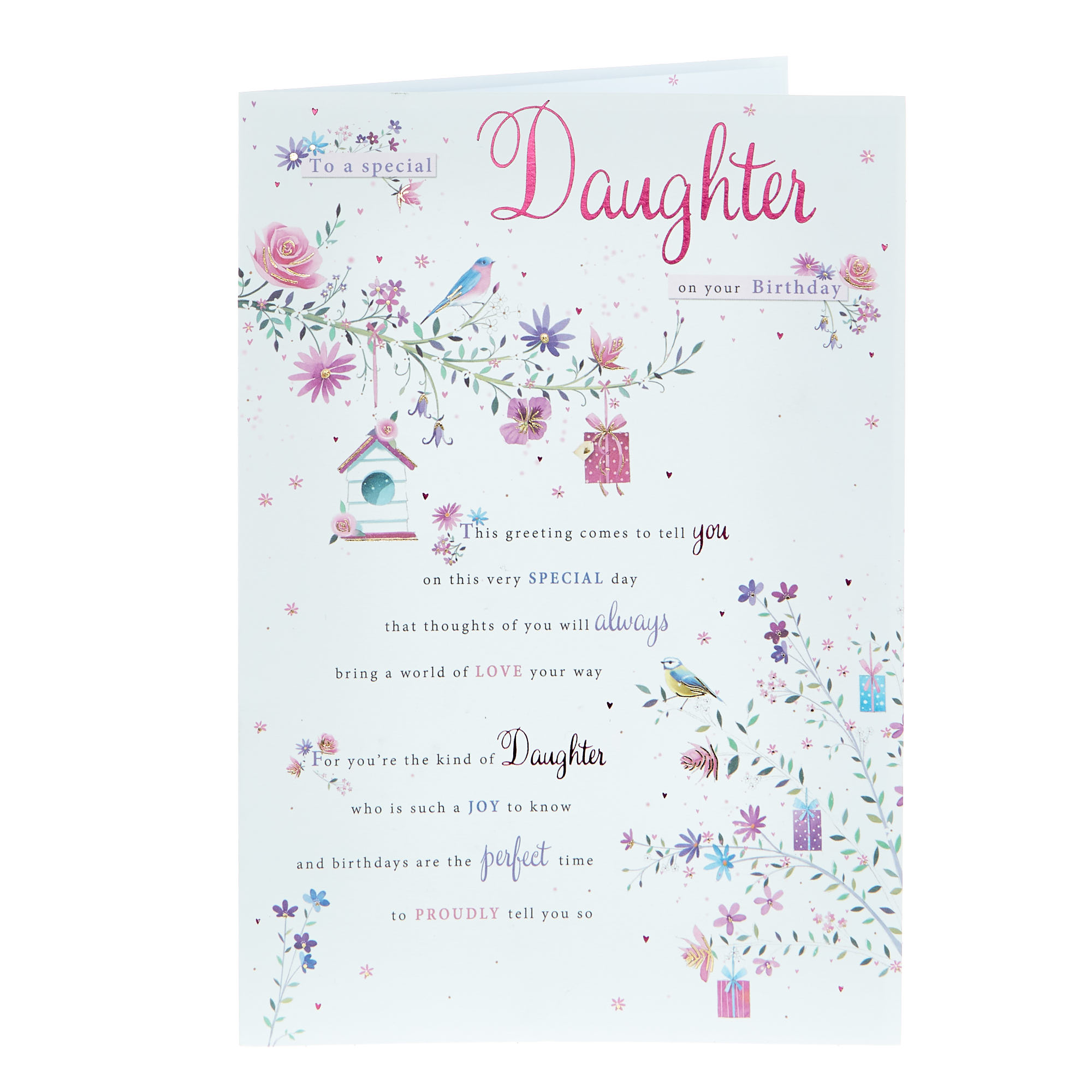 Birthday Card - Daughter Flowers & Birds