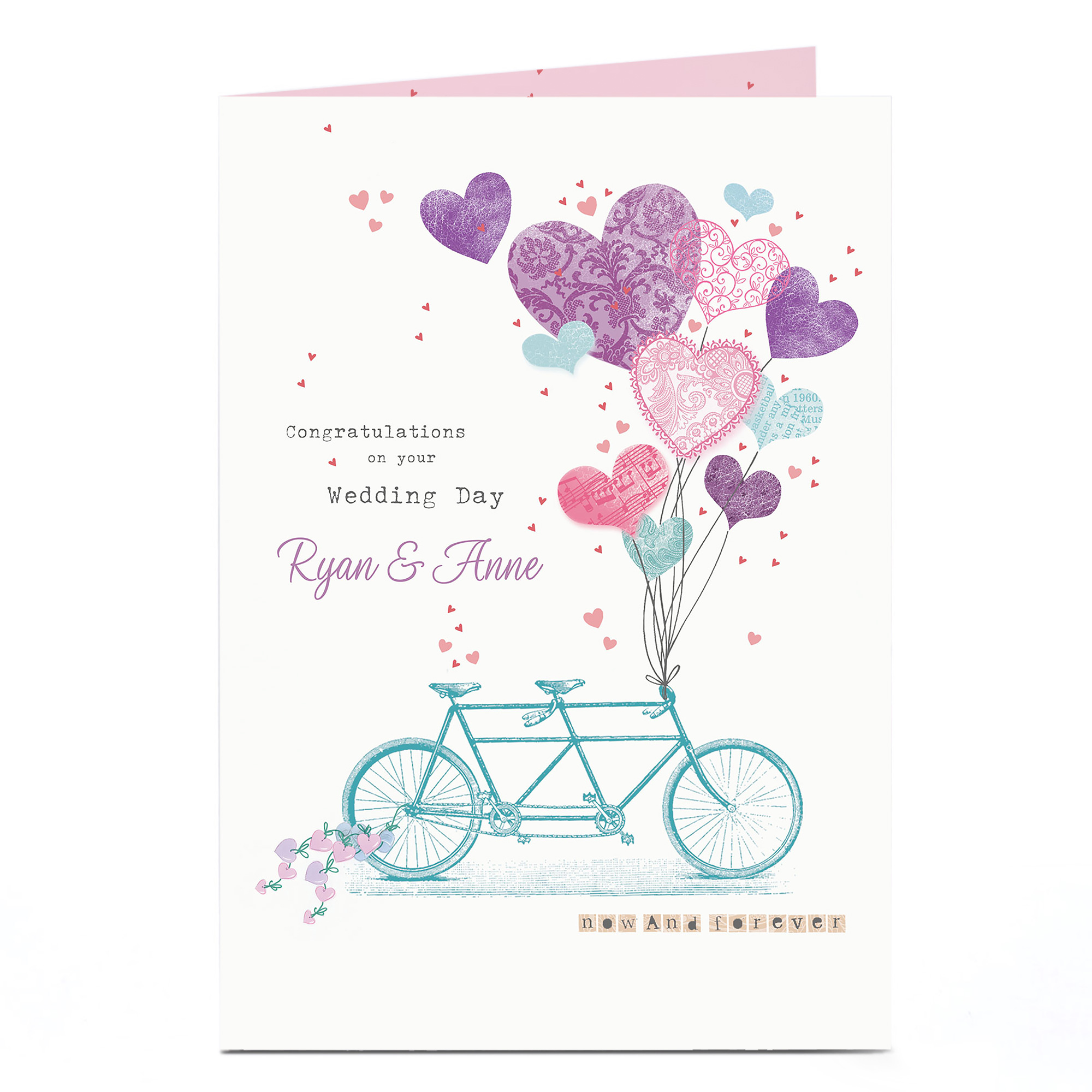 Personalised Wedding Card - Tandem Bicycle