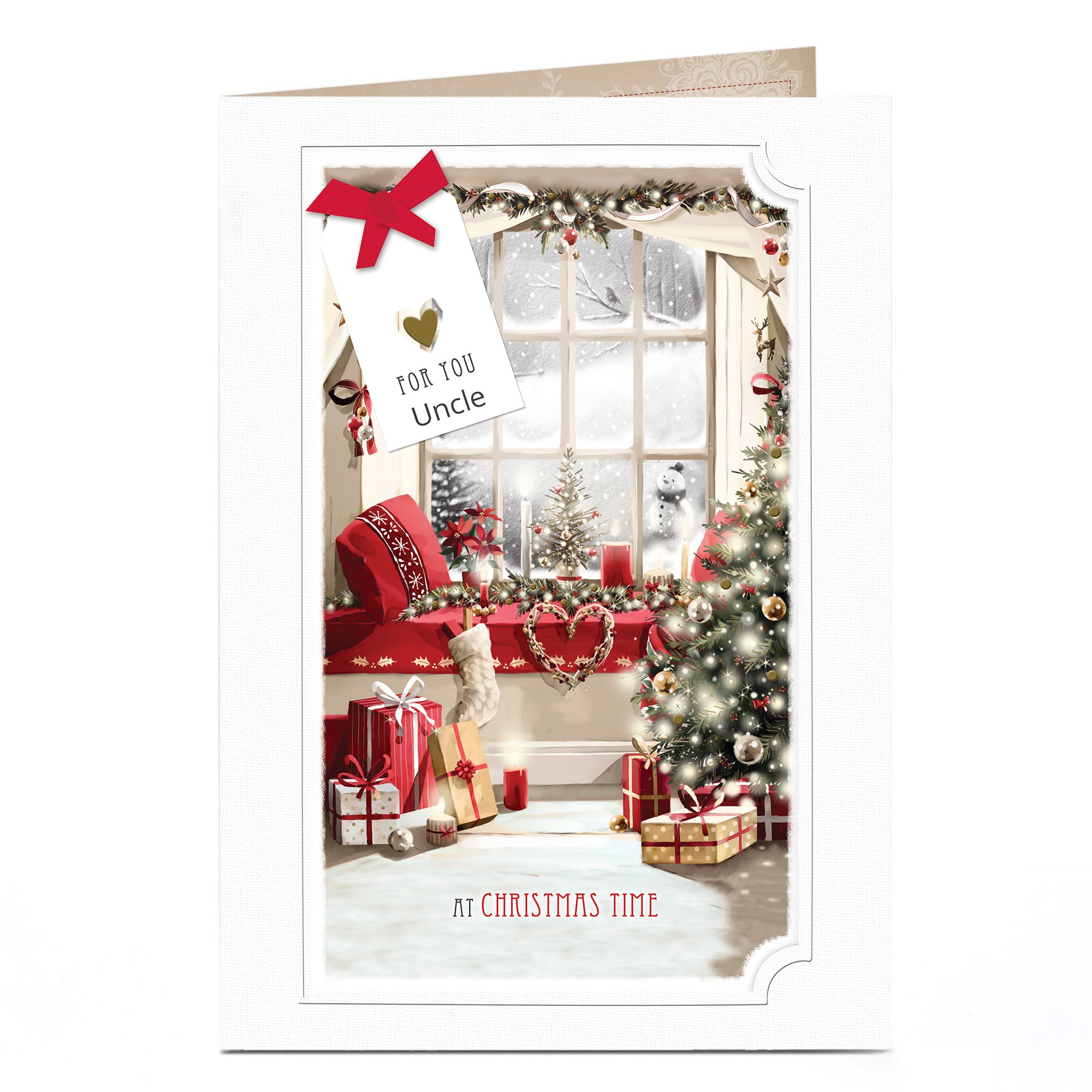 Personalised Christmas Card - Presents By The Window Uncle