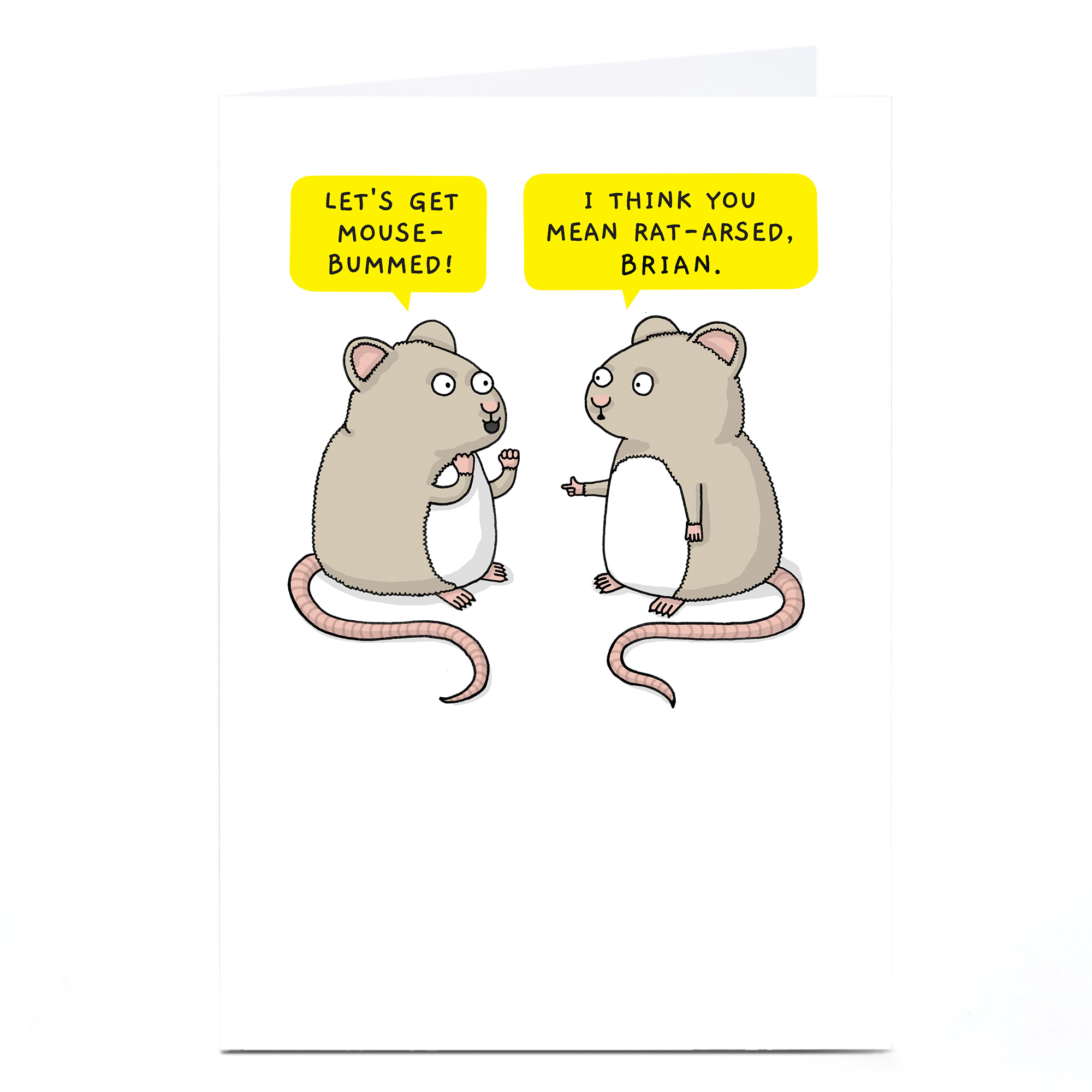 Personalised Mungo & Shoddy Card - Let's Get Mouse-Bummed!