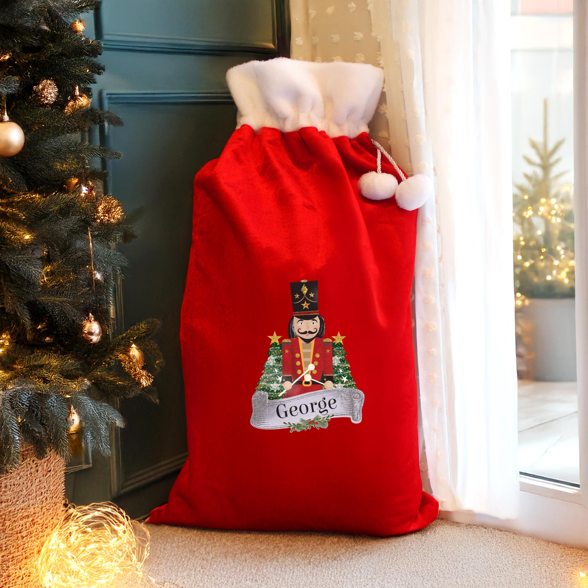 Personalised Me to You Reindeer Luxury Pom Pom Red Sack