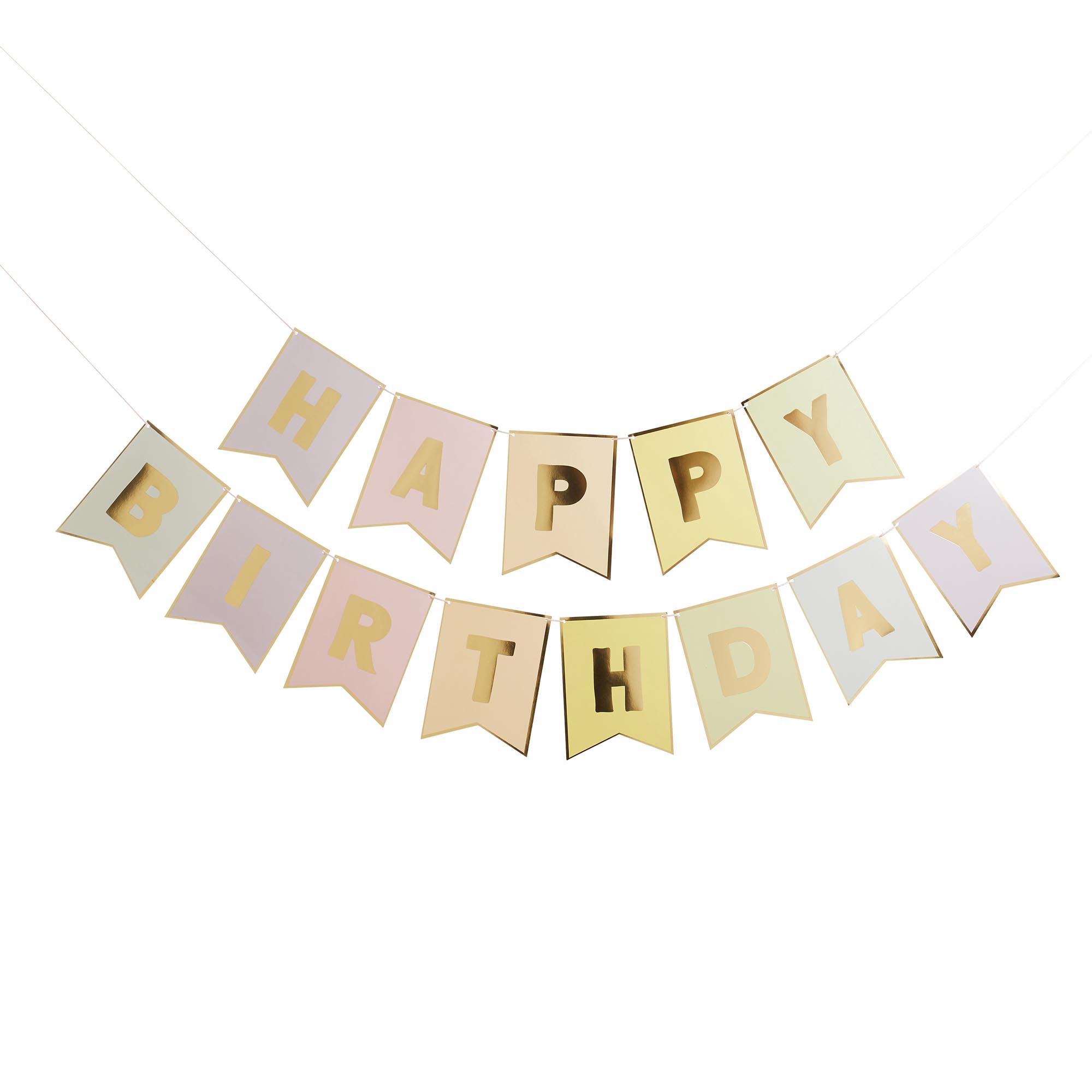 Pastel Happy Birthday Flag Card Banner