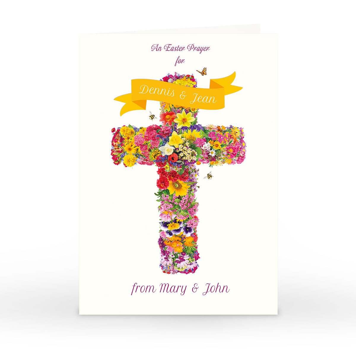 Personalised Easter Card - Floral Cross