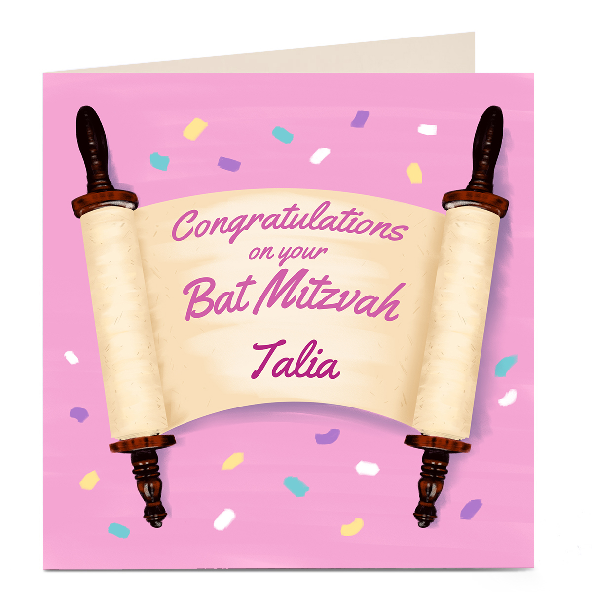 Personalised Bat Mitzvah Card - Congratulations Scroll