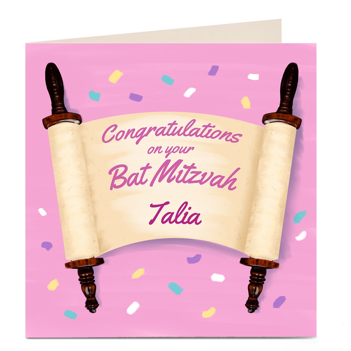 Personalised Bat Mitzvah Card - Congratulations Scroll