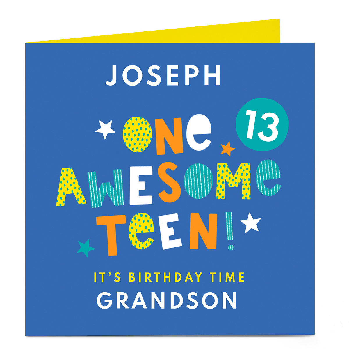 Personalised 13th Birthday Card - One Awesome Teen, Editable Age