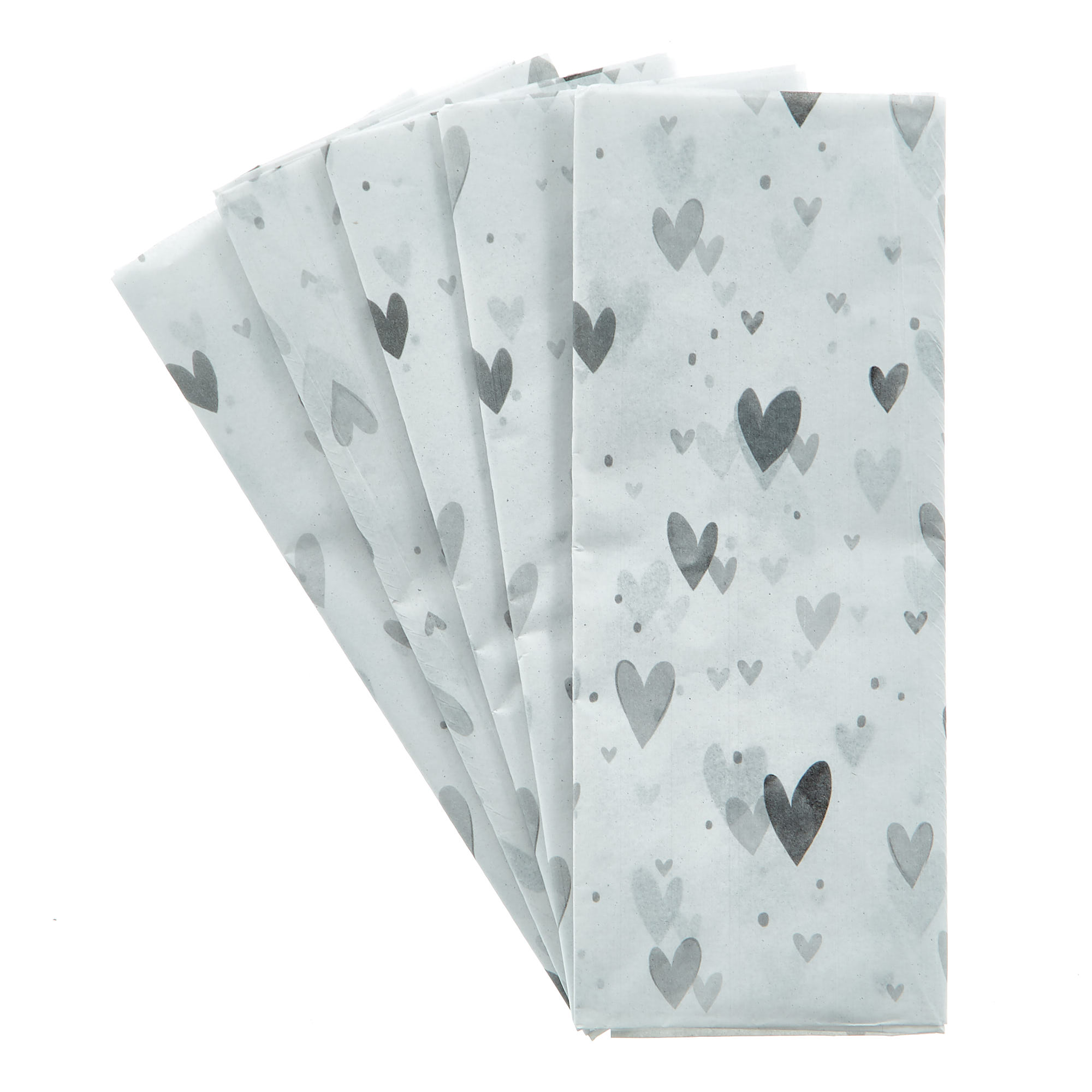 Grey Hearts Tissue Paper - 5 Sheets