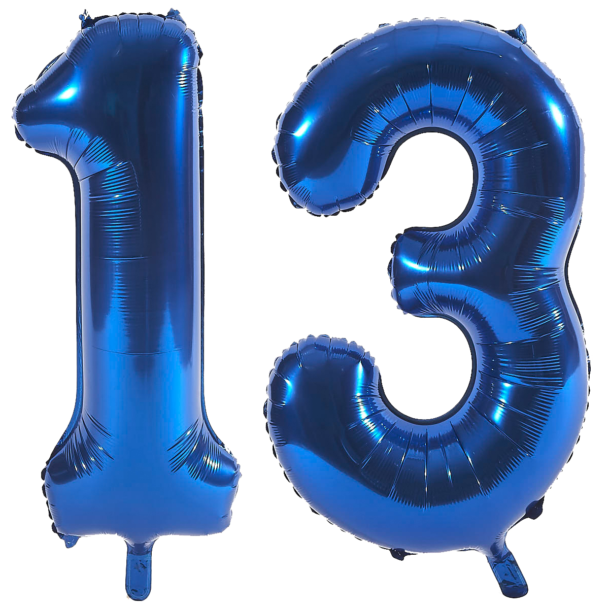 Age 13 Giant Foil Helium Numeral Balloons - Blue (deflated)