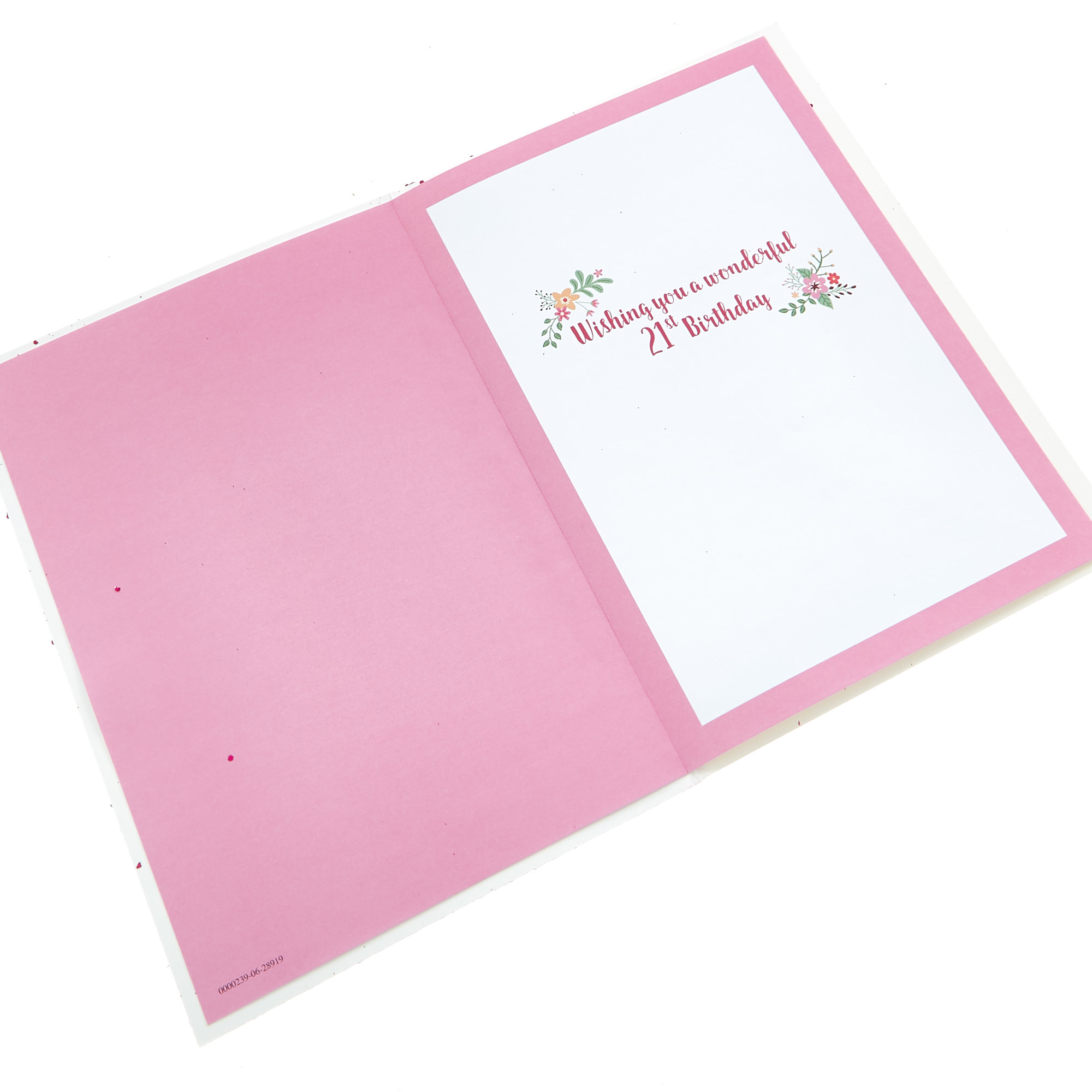 21st Birthday Card - Pink Glitter 
