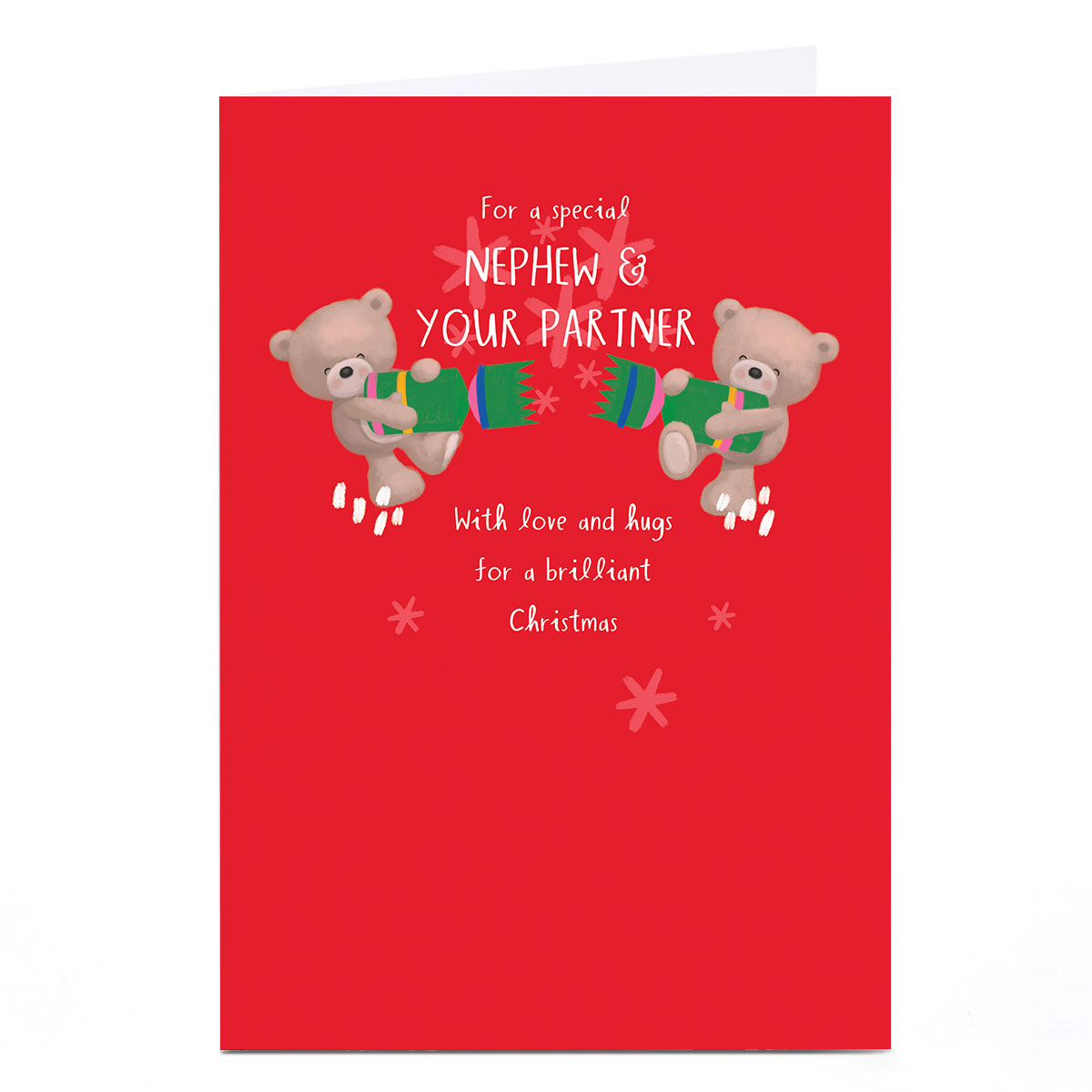Hugs Christmas Card - For A Special Nephew & Your Partner