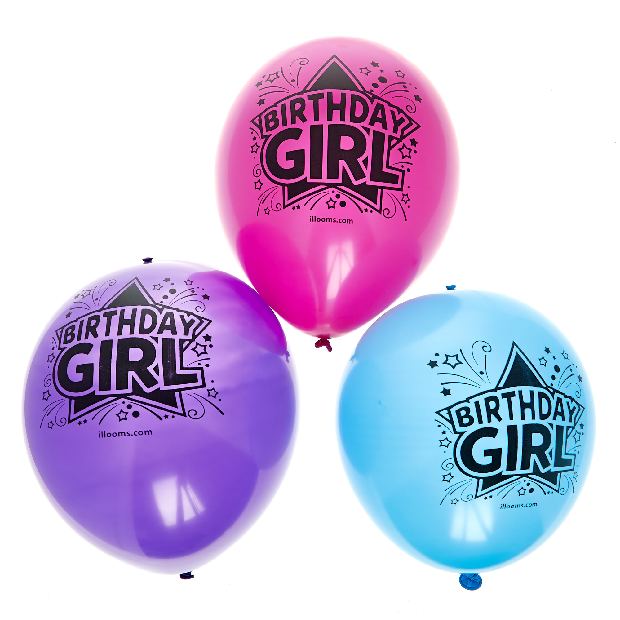 Latex Illooms Birthday Girl Light-Up Balloons - Pack of 5