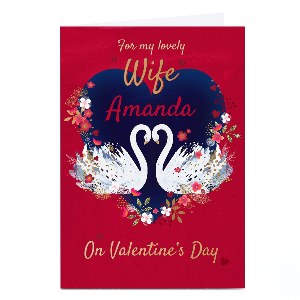 A4 Personalised Kerry Spurling Valentine's Day Card - Wife, Swans