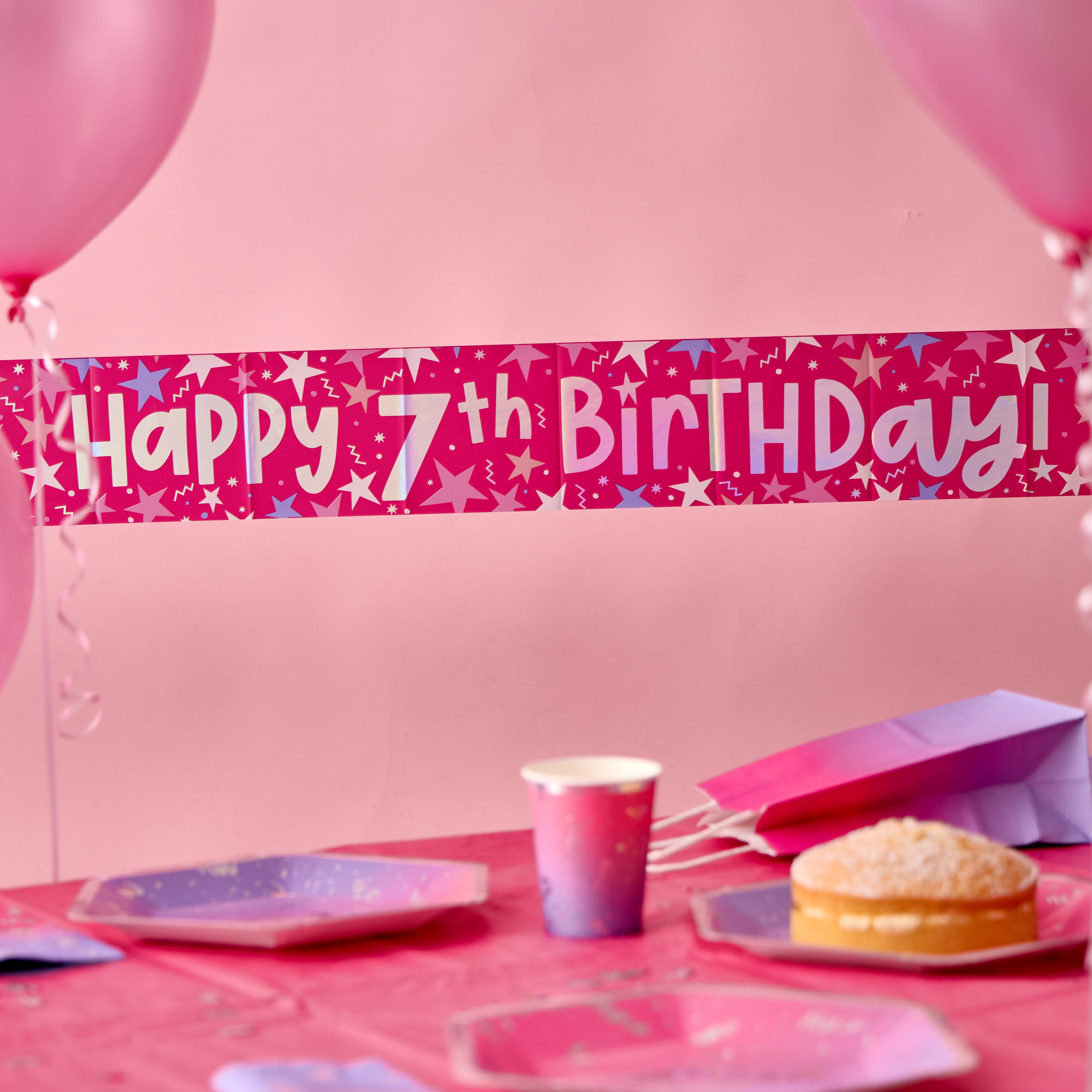 Happy 7th Birthday Banner - Pink
