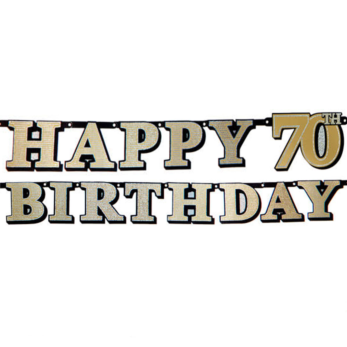 Gold Holographic 70th Birthday Letter Banner
