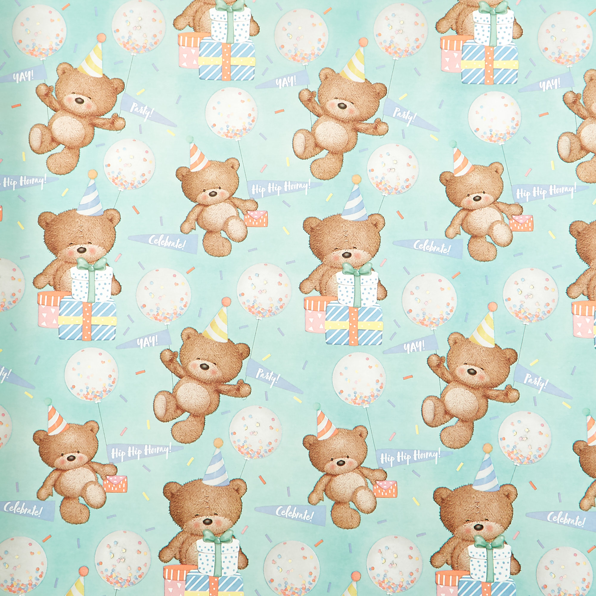 Mint Green Hugs Bear Wrapping Paper - 3 Metres 