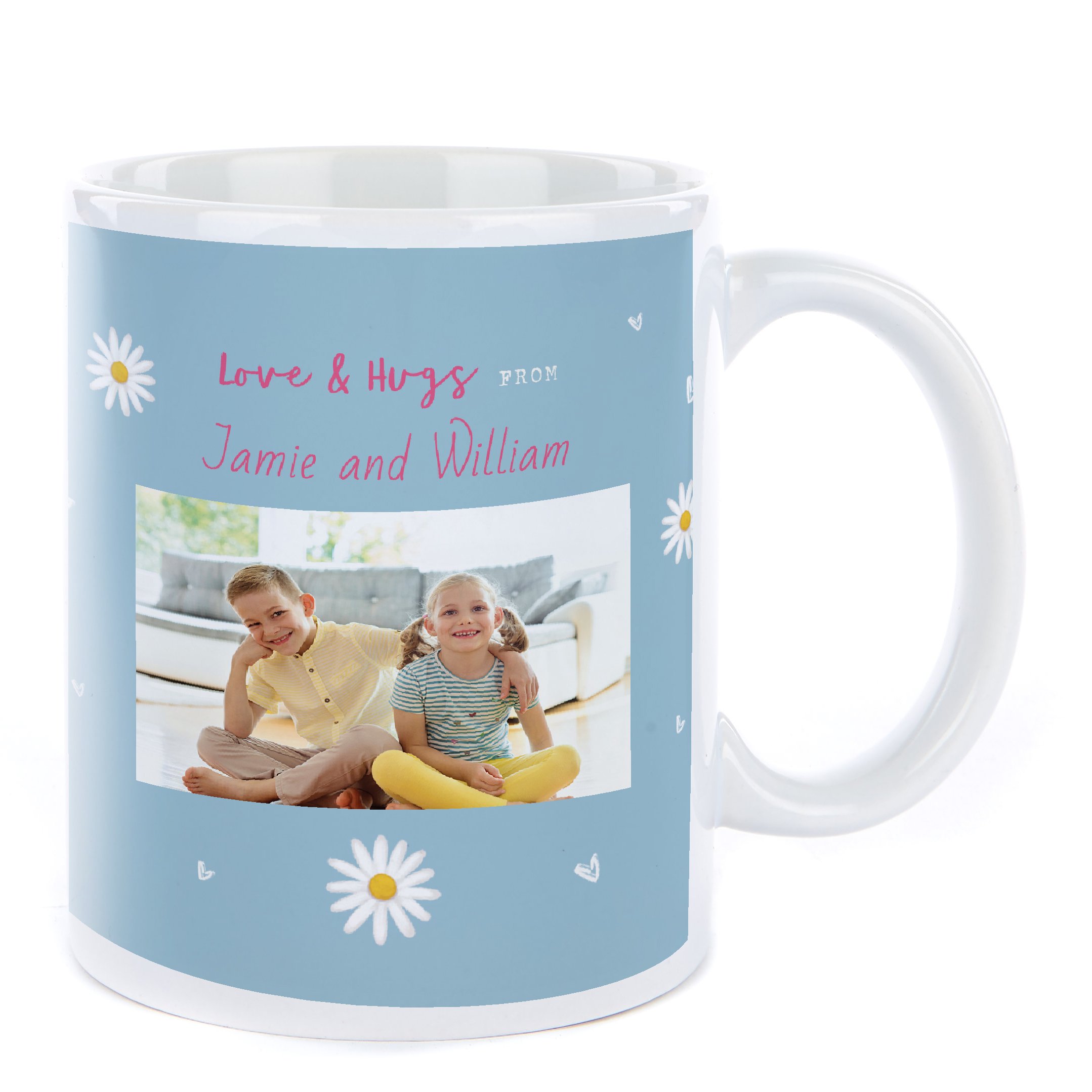 Photo Upload Hugs Mother's Day Mug - Hugs with Flowers