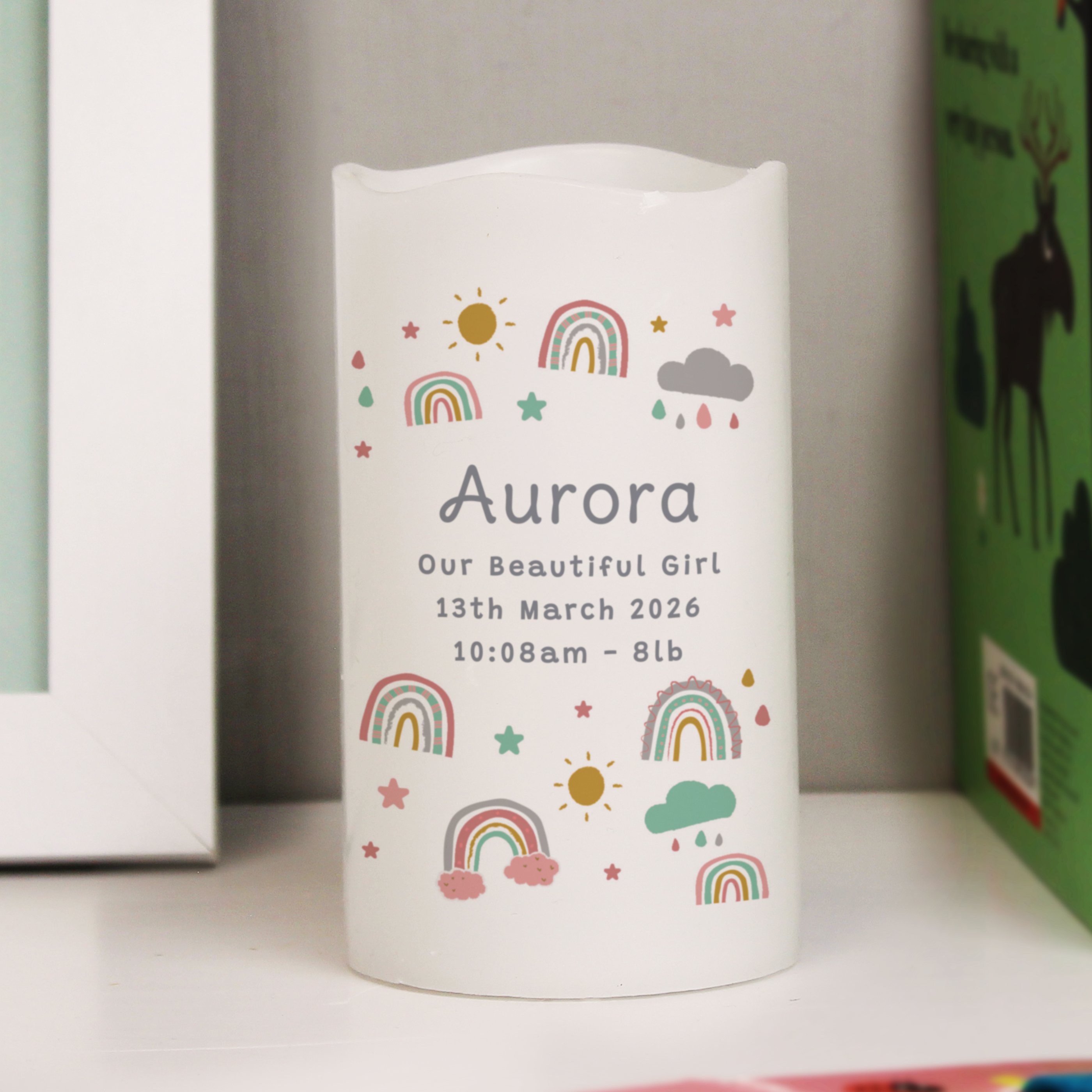 Personalised Rainbow Night Light LED Candle