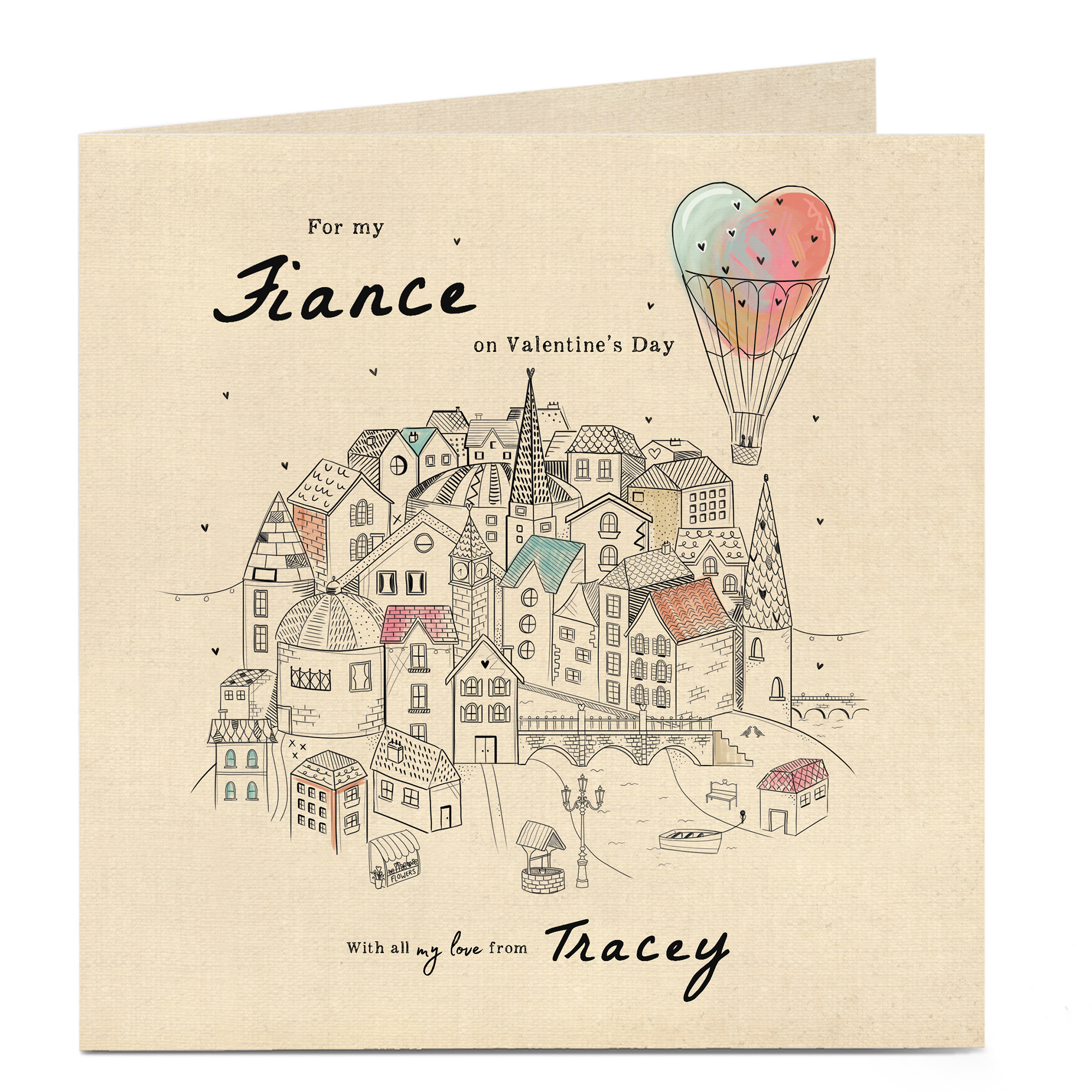 Personalised Valentine's Card - Hot Air Balloon Love