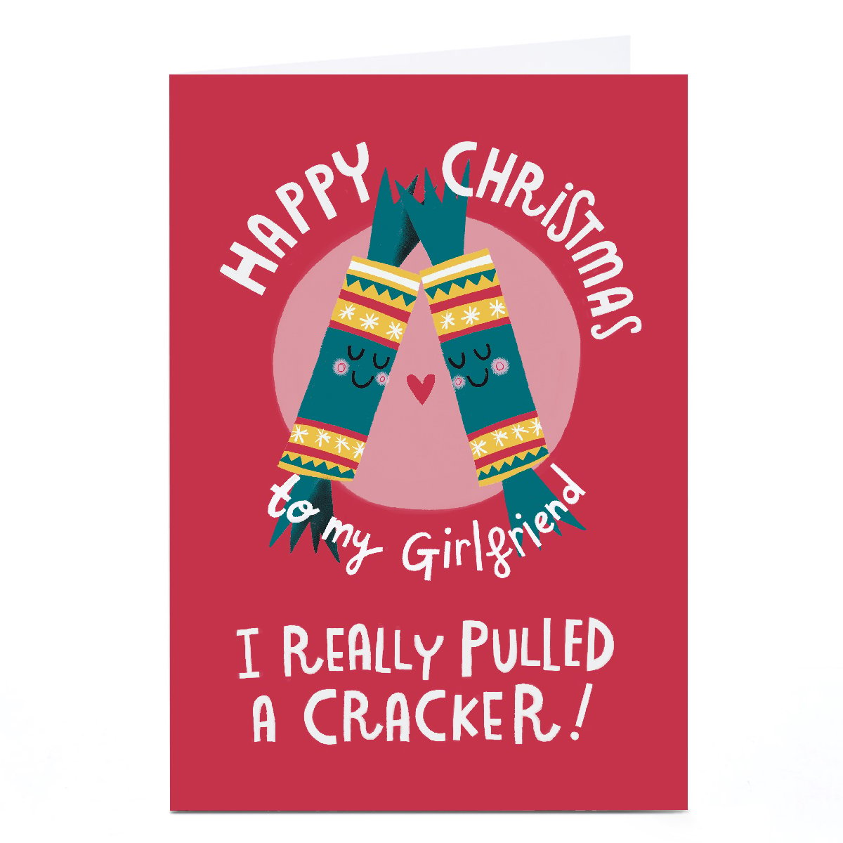 Personalised Stevie Studio Christmas Card - Cracker Girlfriend