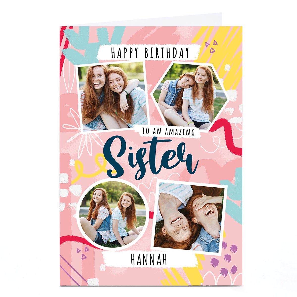 Photo Little Mono Birthday Card - Amazing Sister