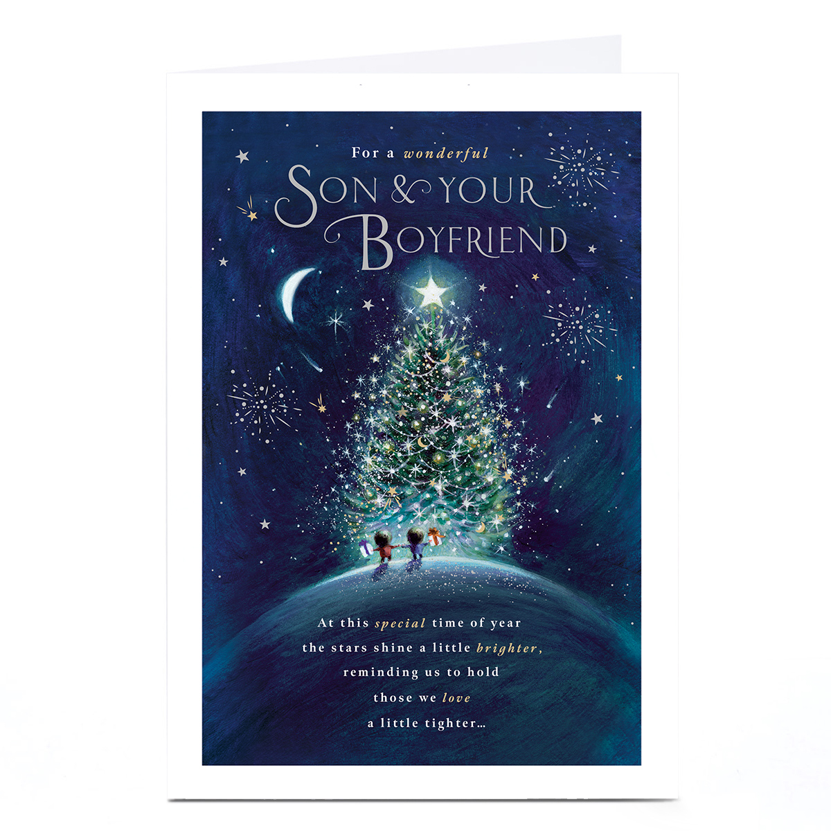 Christmas Card - Stars Shine Brighter, Son & Your Boyfriend