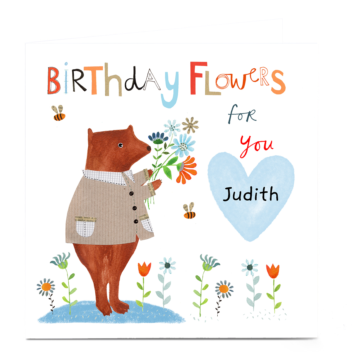 Personalised Lindsay Loves To Draw Birthday Card - Bear