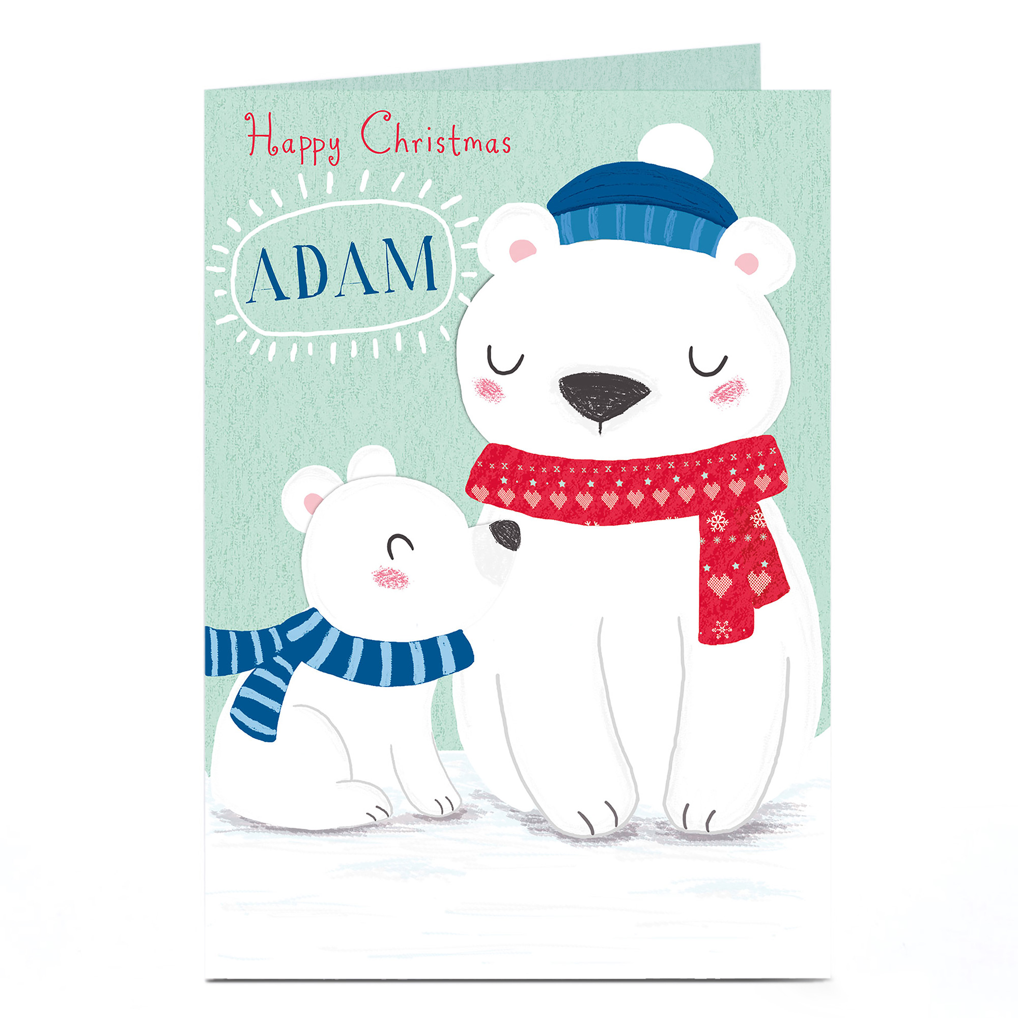 Personalised Christmas Card - Big & Little Polar Bears