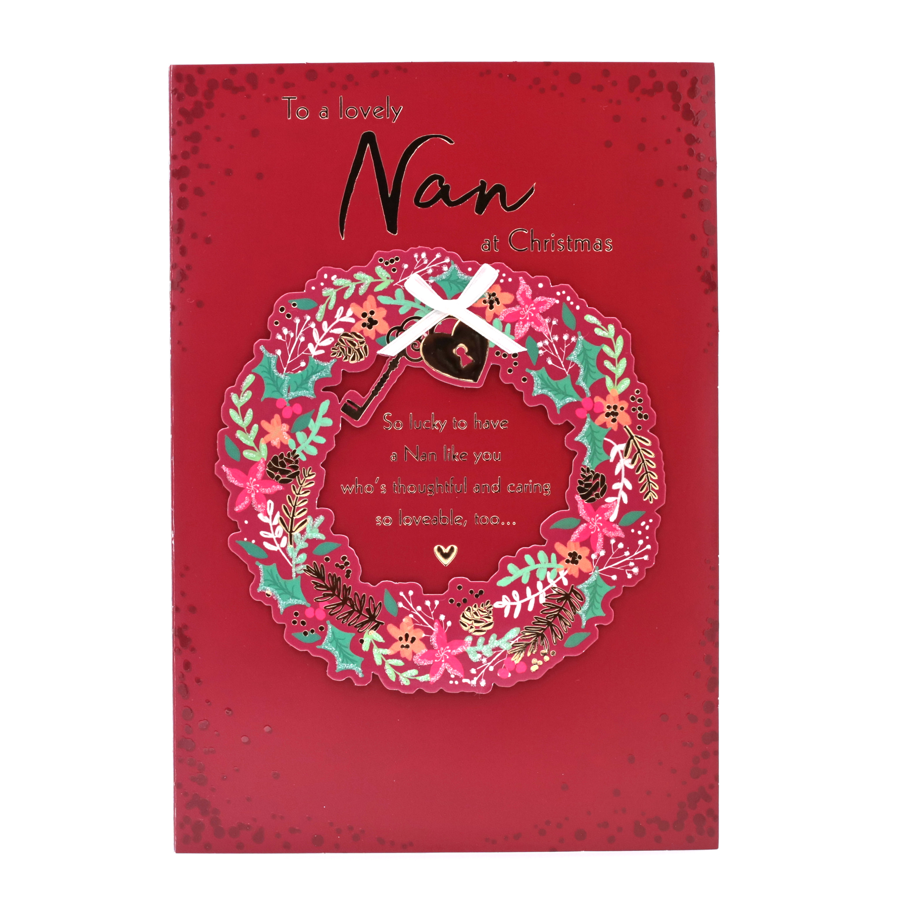 Christmas Card - Nan, Traditional Christmas Wreath