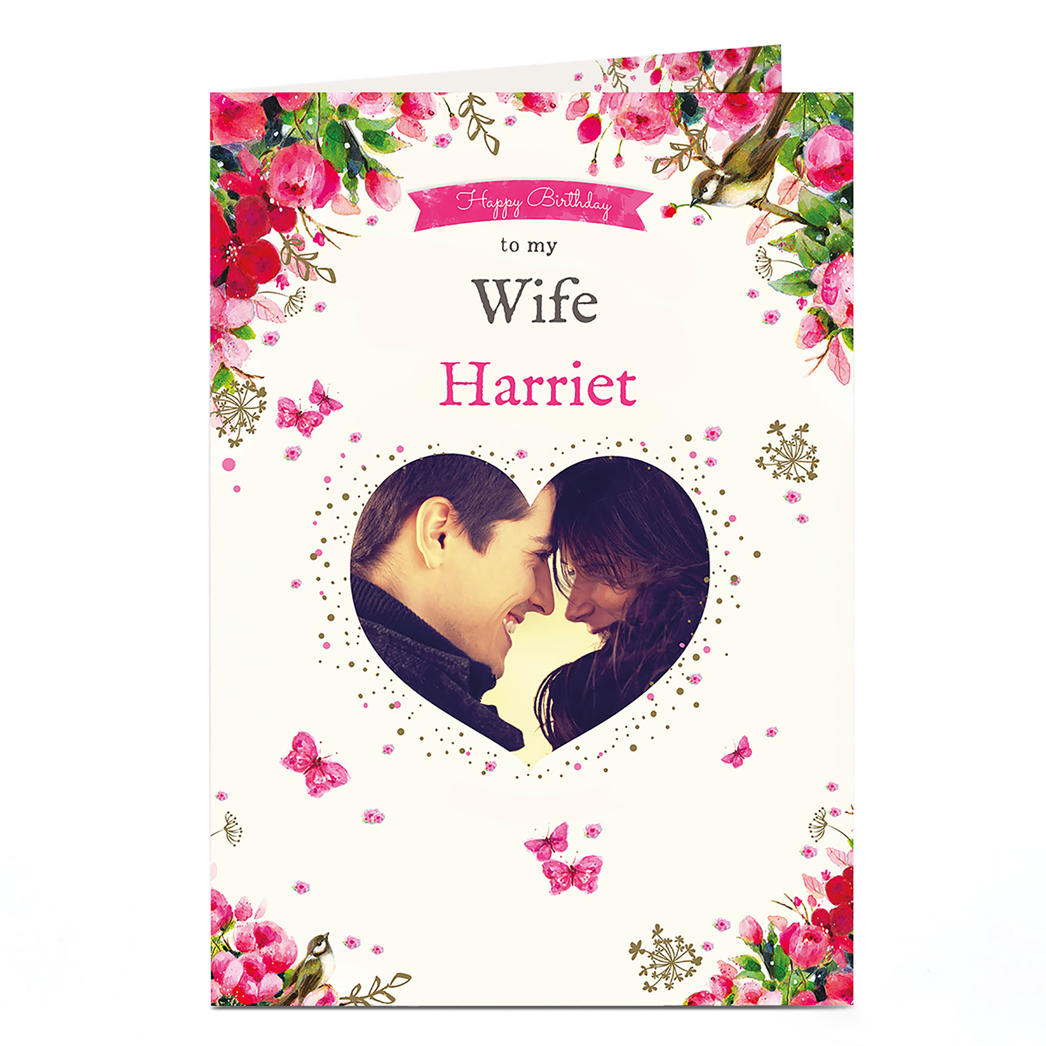 Photo Birthday Card - Wife Heart Photo