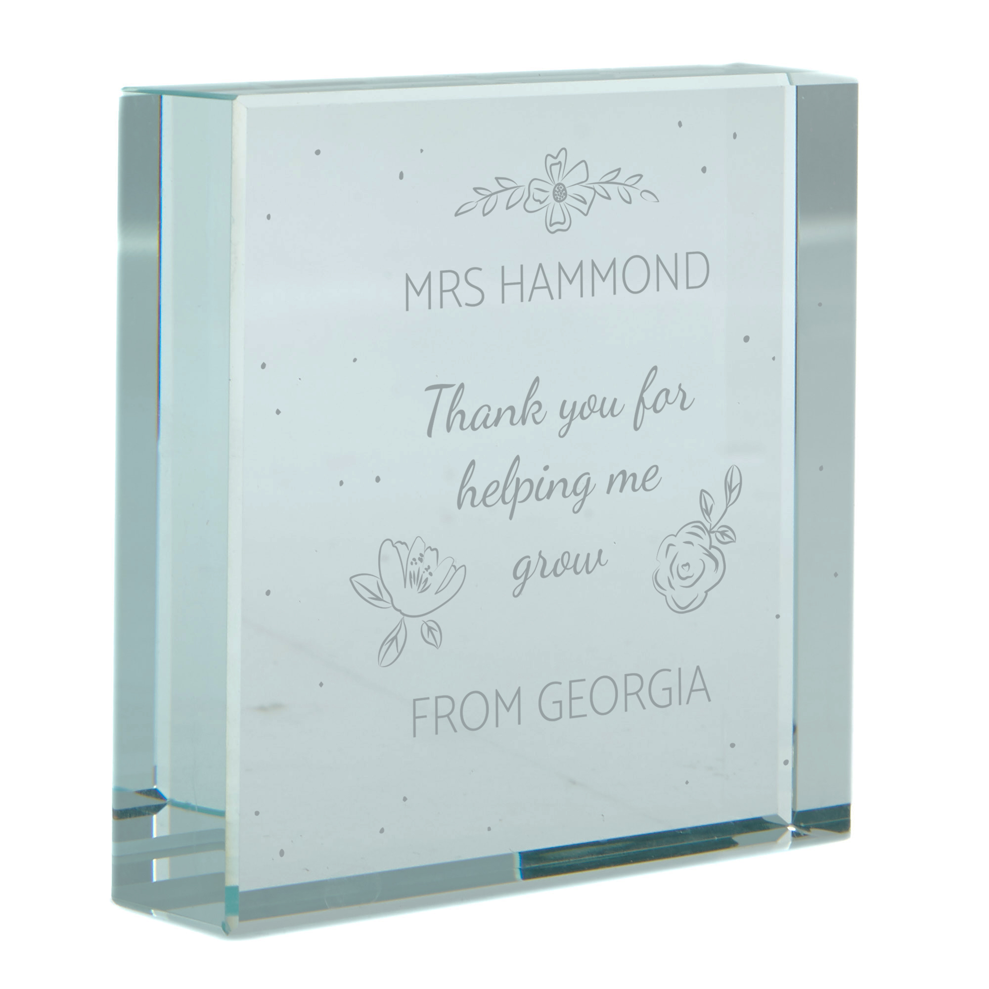 Personalised Glass Token - Thank You Floral