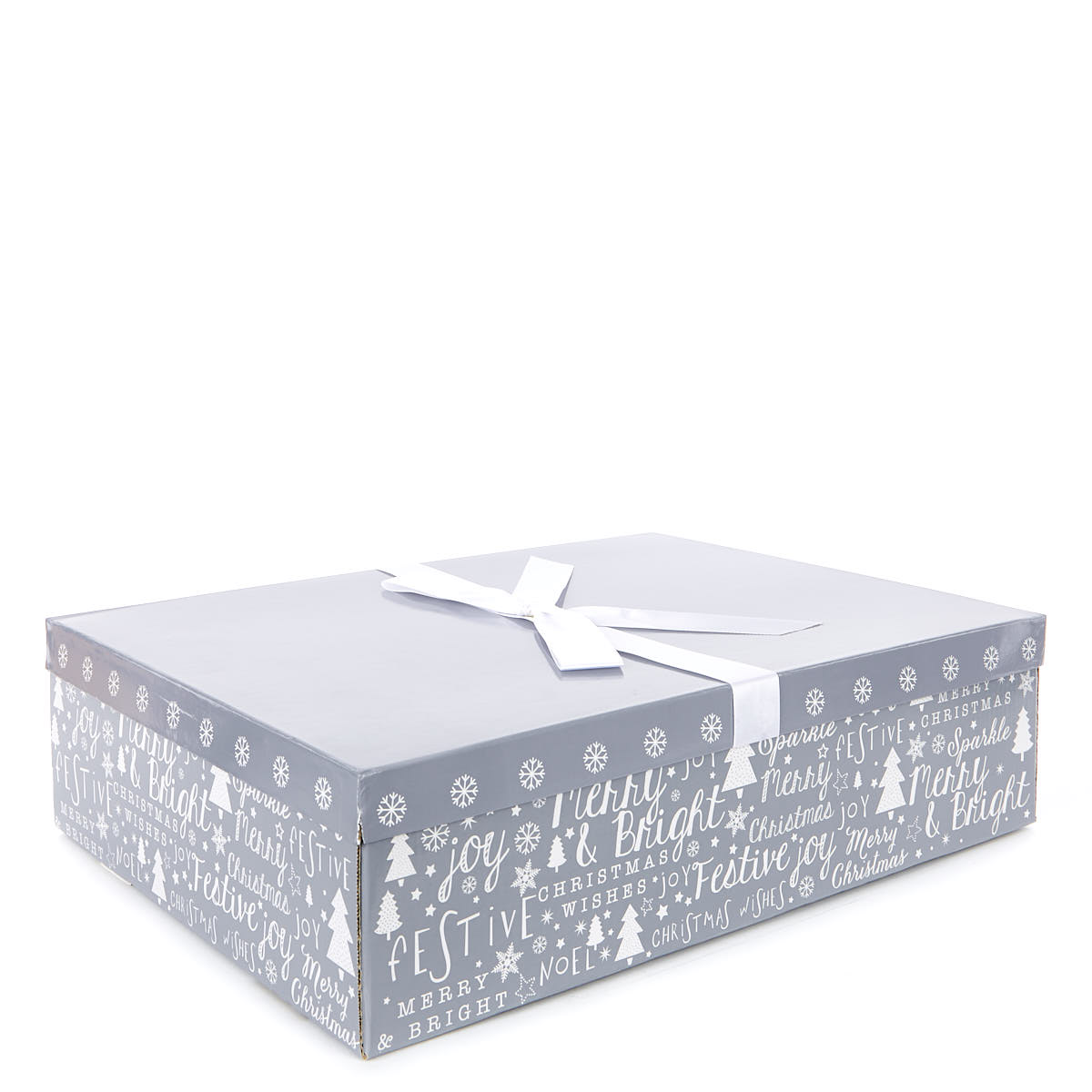 Grey and White Flat-Pack Gown Christmas Gift Box