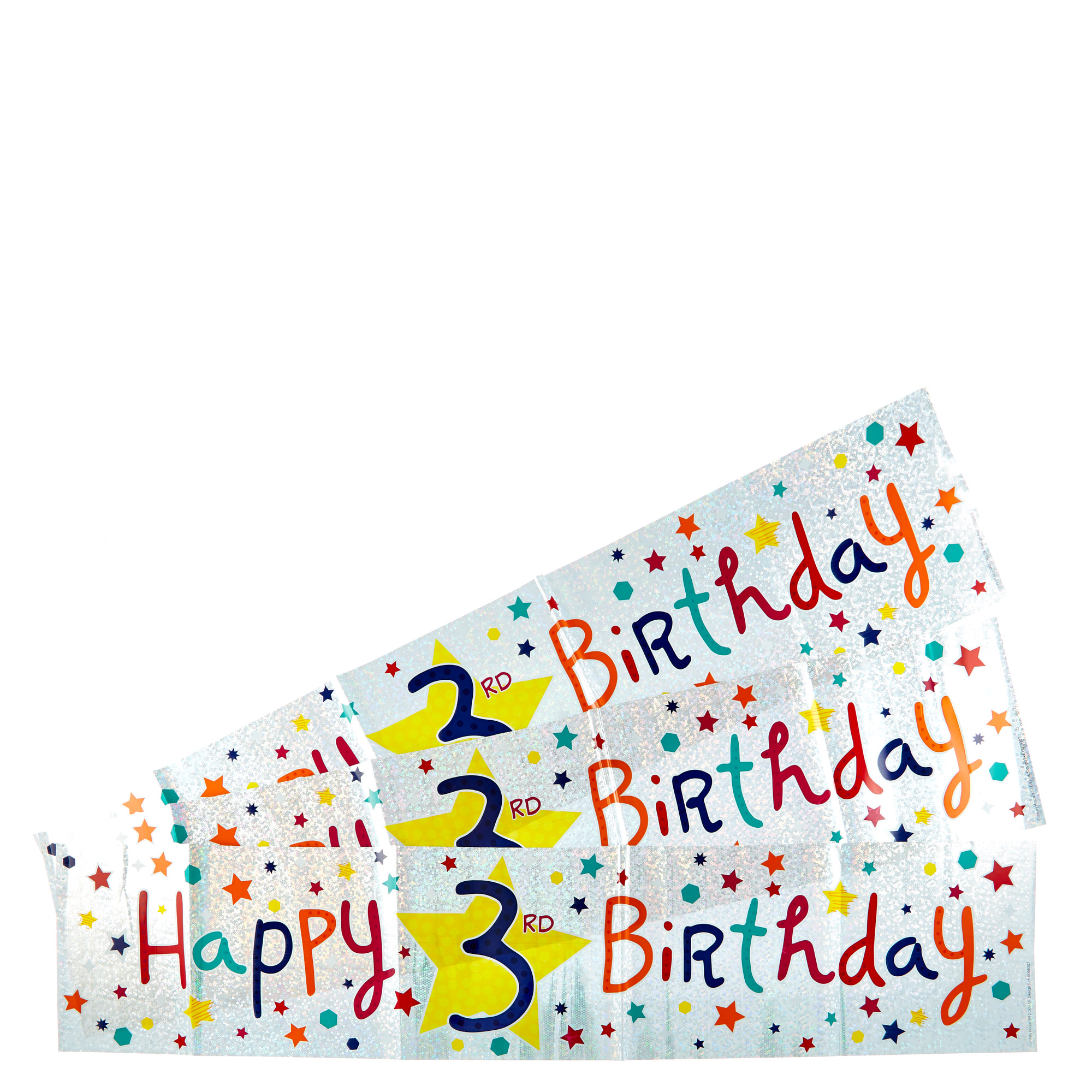Holographic 3rd Birthday Party Banners - Pack Of 3 