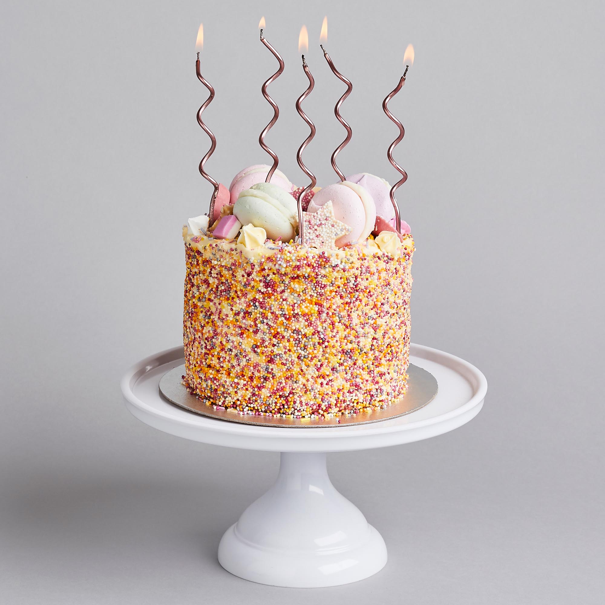 Rose Gold Curly Cake Candles - Pack of 12