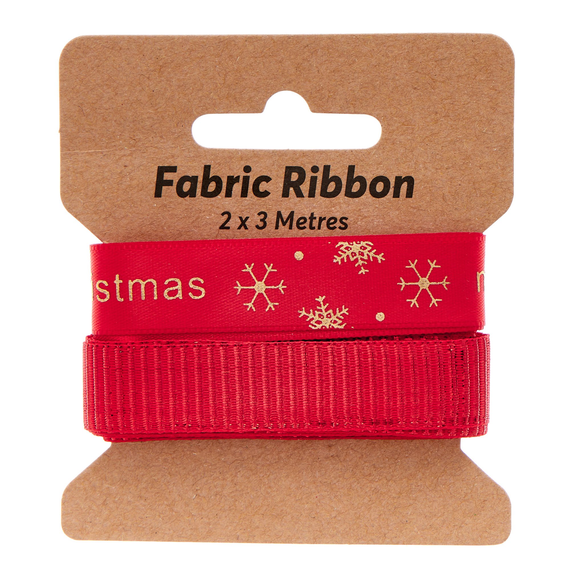 Merry Christmas Red Fabric Ribbon - Pack of 2