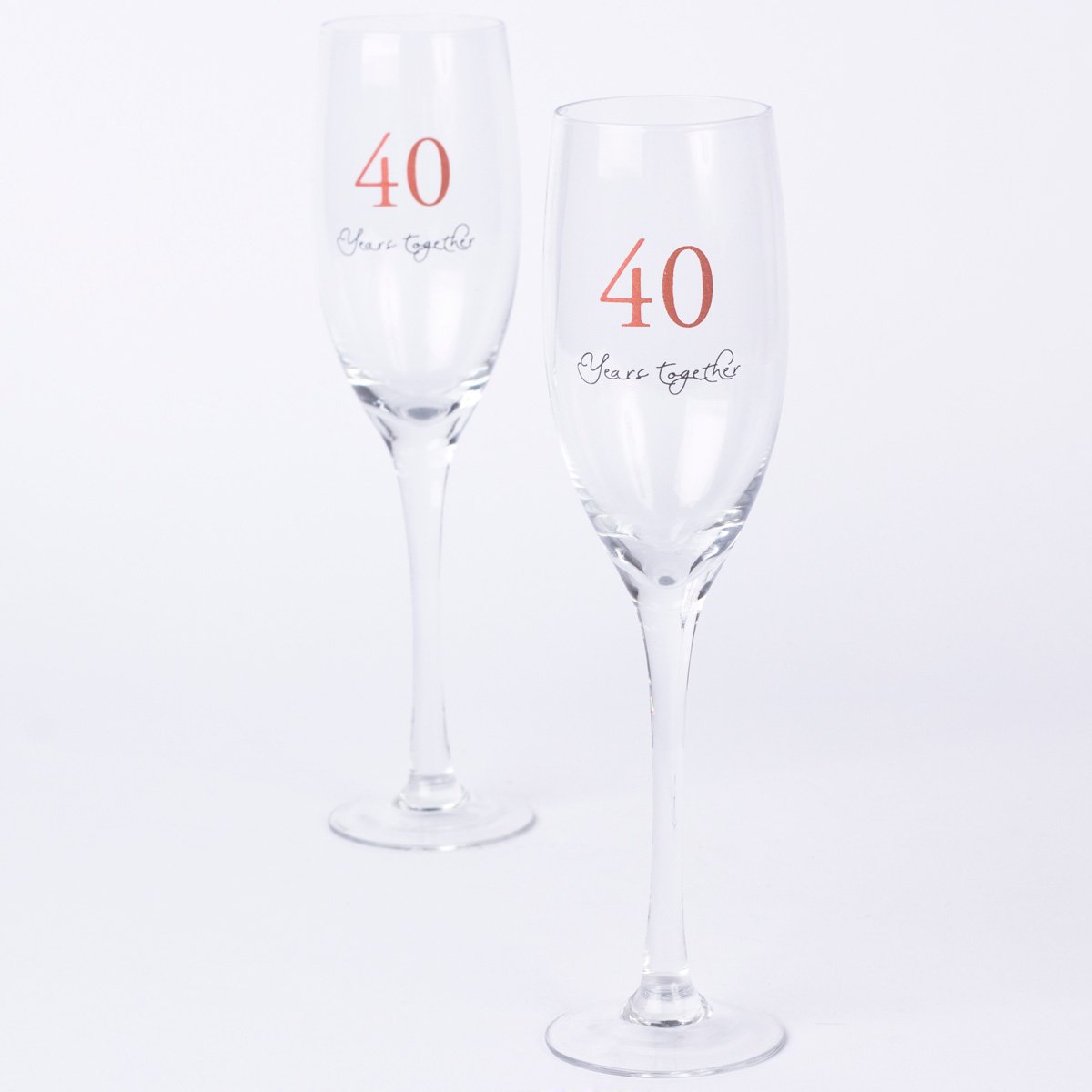 40th Wedding Anniversary Champagne Glass Set