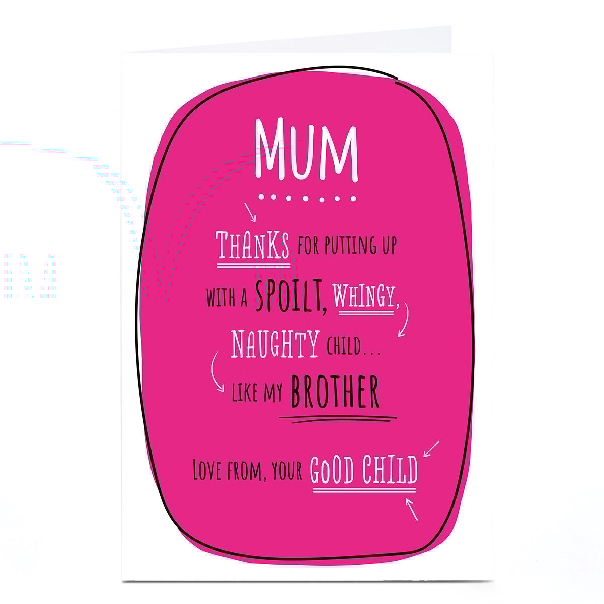Personalised Mother's Day Card - From Your Good Child, Mum