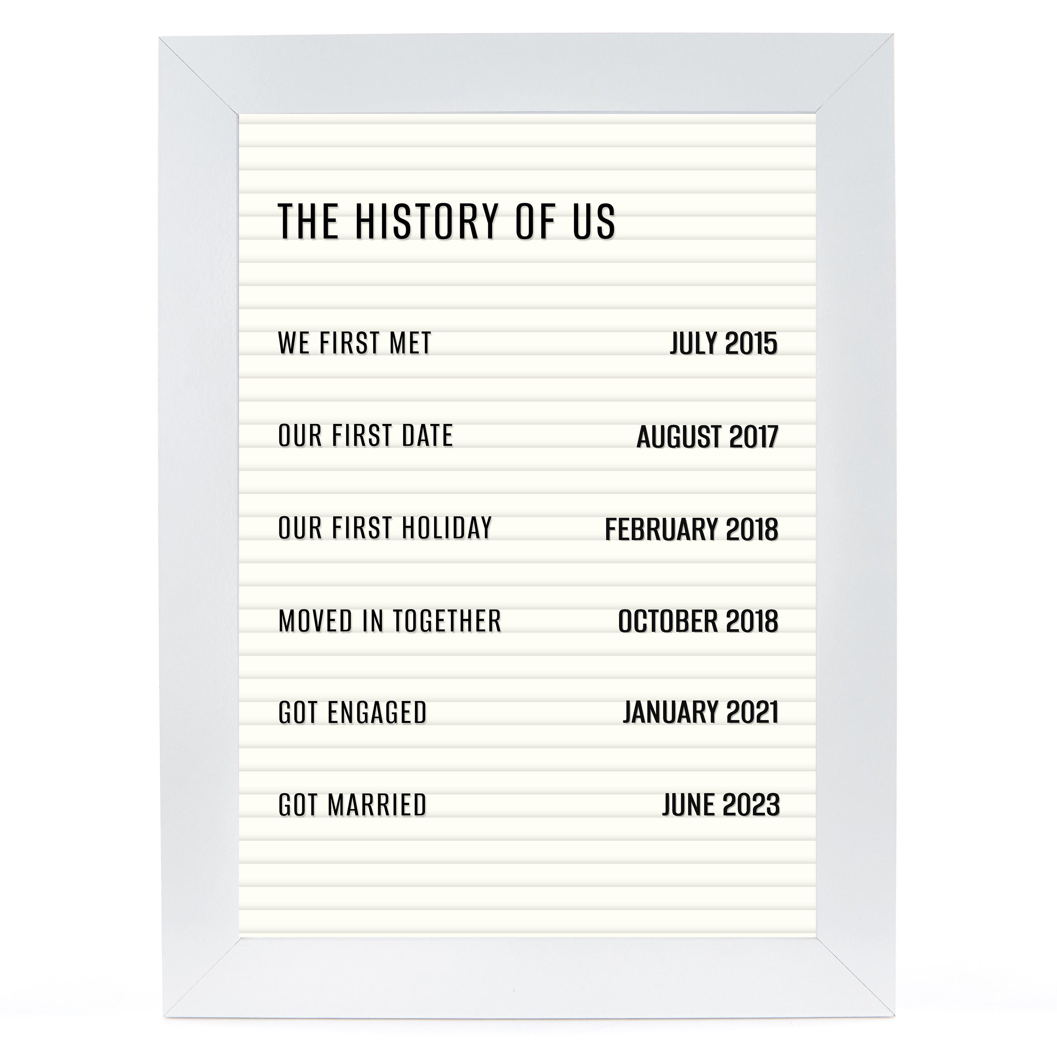 Personalised Wall Art - Cream Pegboard, The History of Us