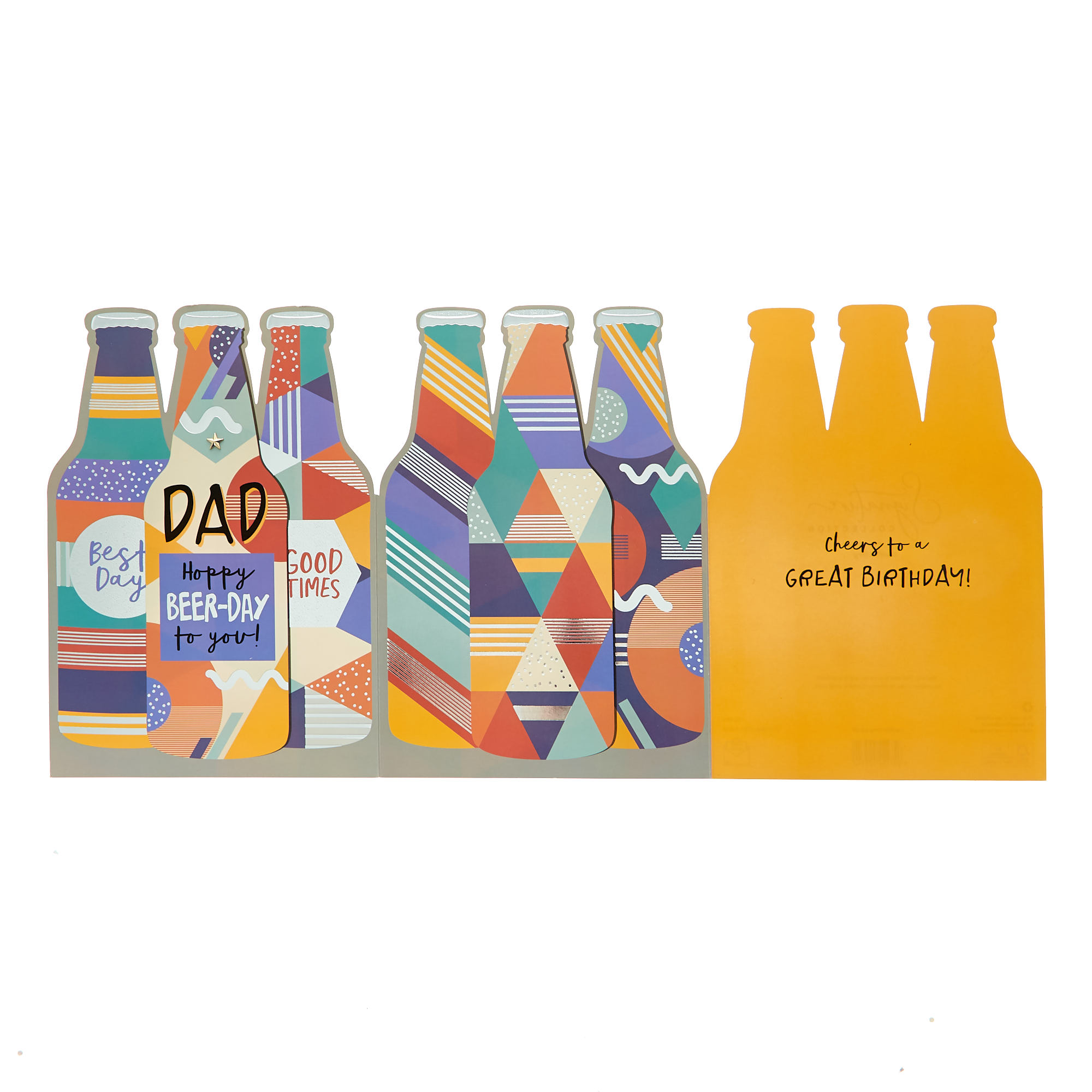 Dad Happy Beer-Day Geometric Bottles Birthday Card