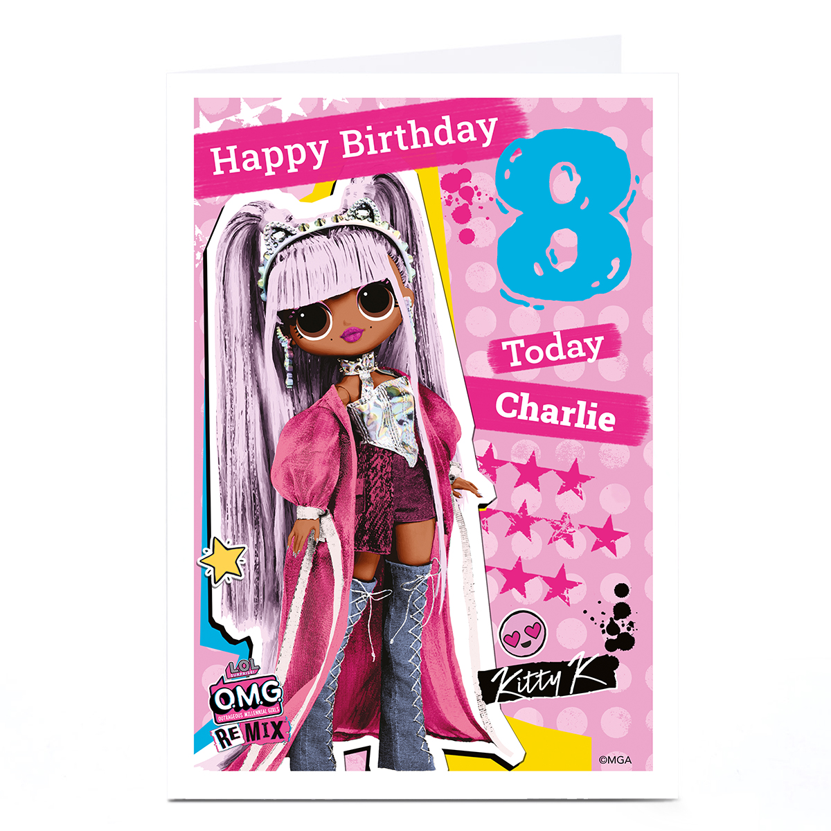 Personalised L.O.L. Surprise! Birthday Card - Editable Age Kitty K