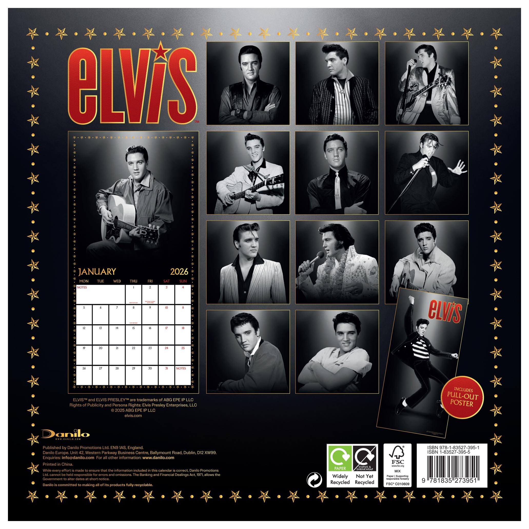 Elvis 2026 Square Wall Calendar