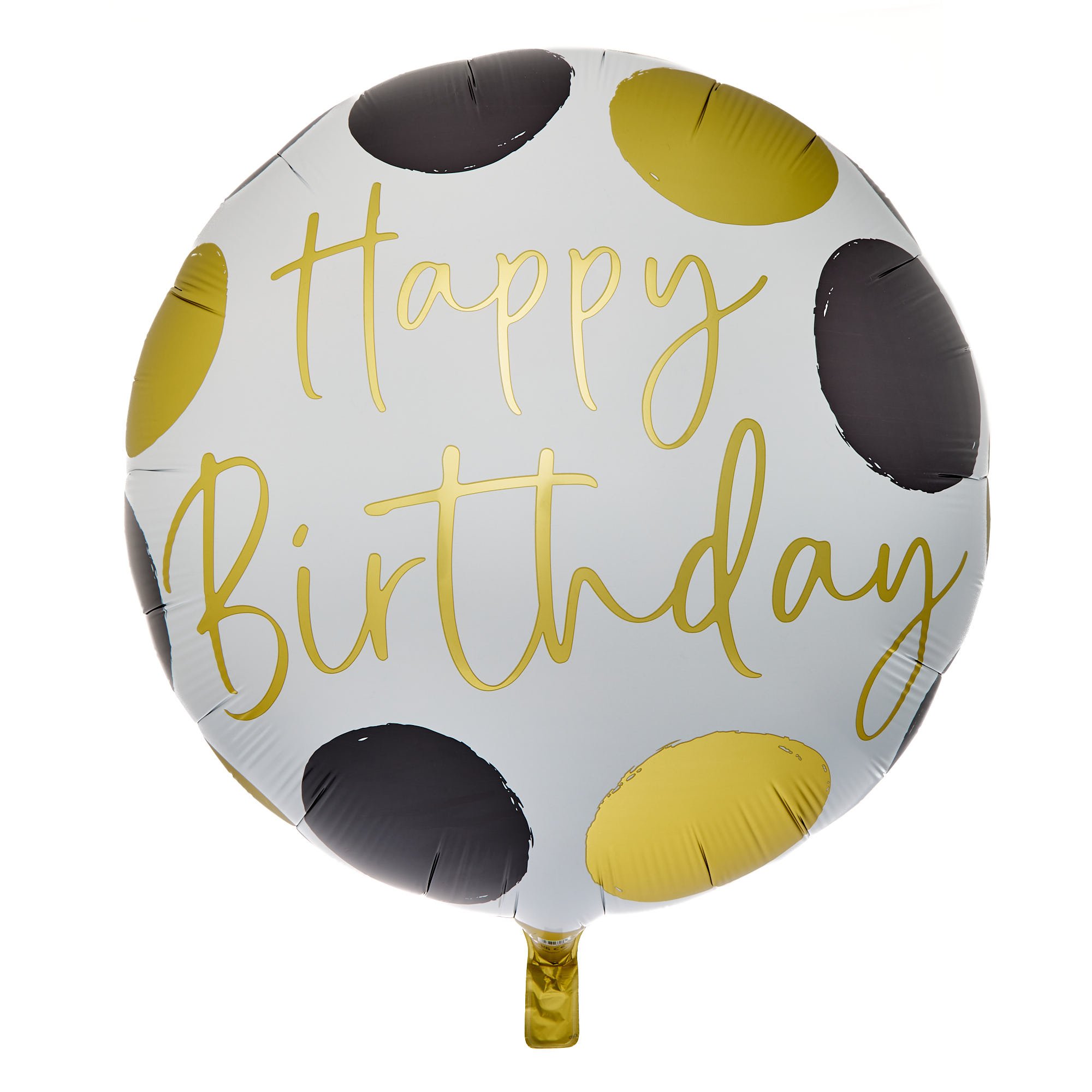 Black & Gold Spots Happy Birthday 31-Inch Foil Helium Balloon