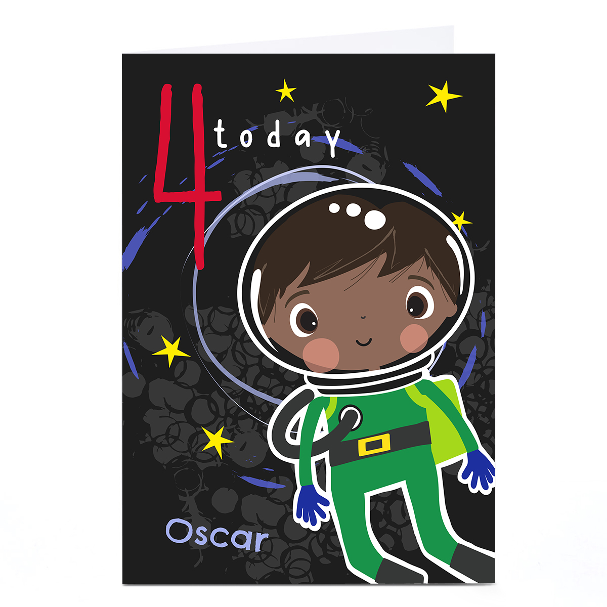 Personalised Rachel Griffin 4th Birthday Card - Space Man
