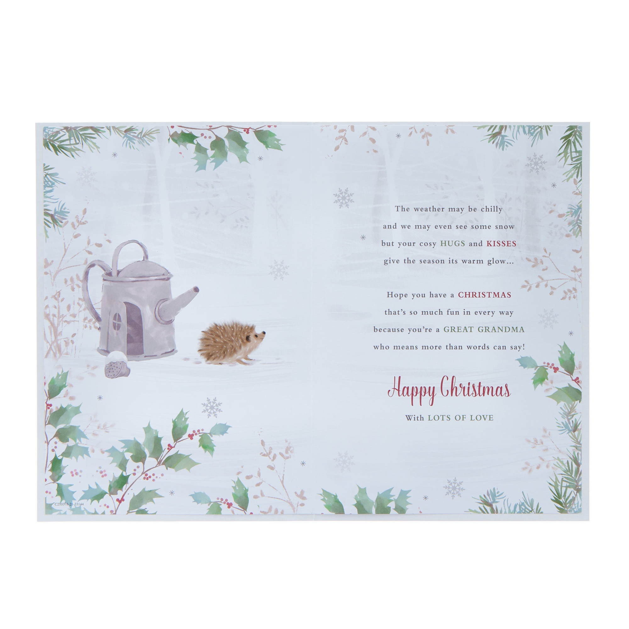 Great Grandma Hedgehog Christmas Card