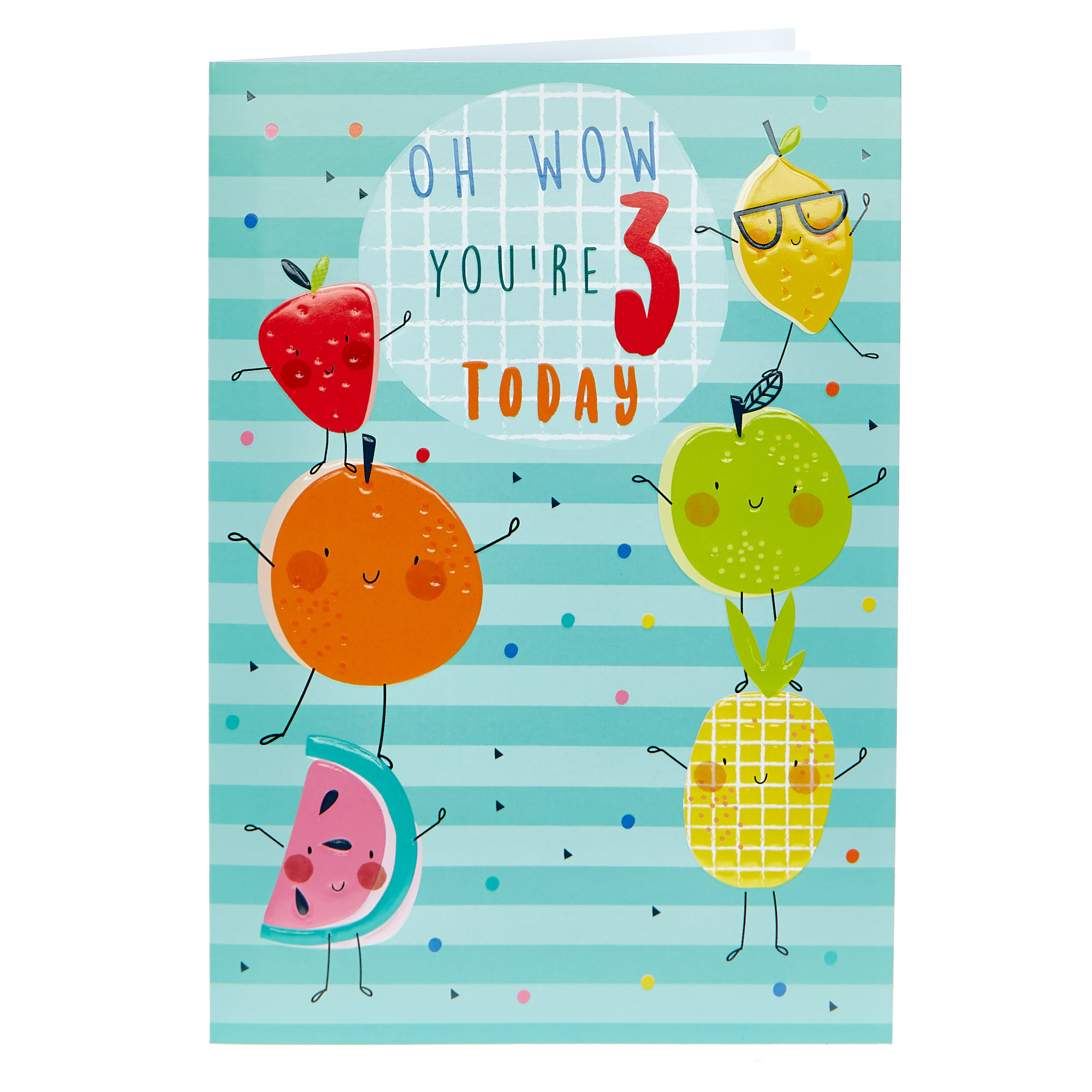 3rd Birthday Card - Oh Wow Cute Fruit